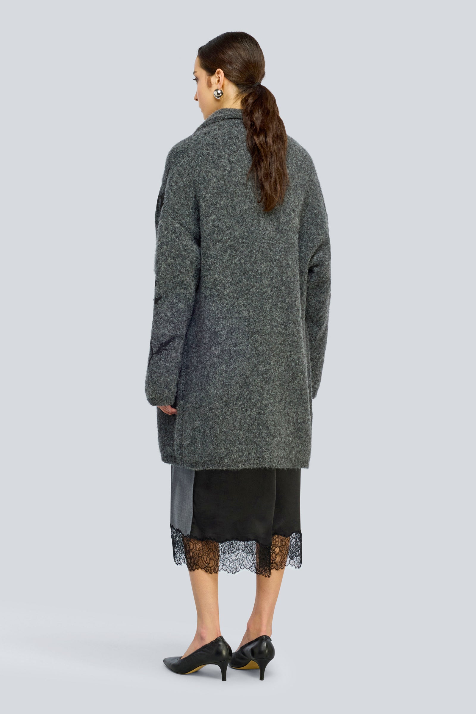 Semicouture Hollie cappotto jacquard grigio nero