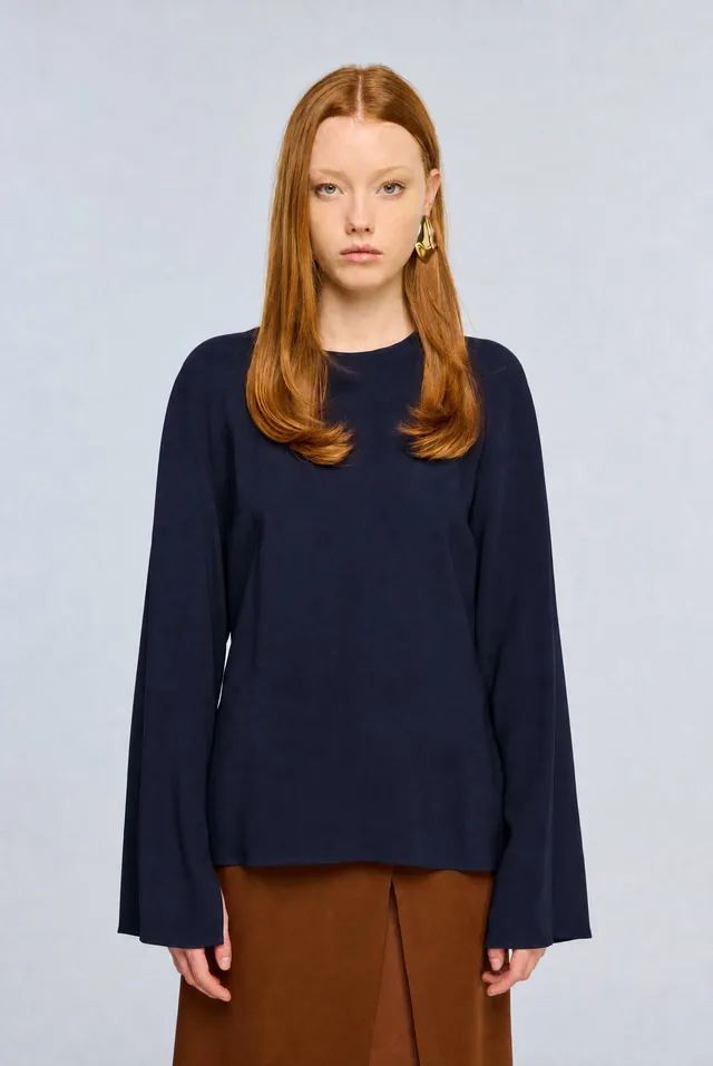Semicouture Irene blusa canyon in cadì fluida
