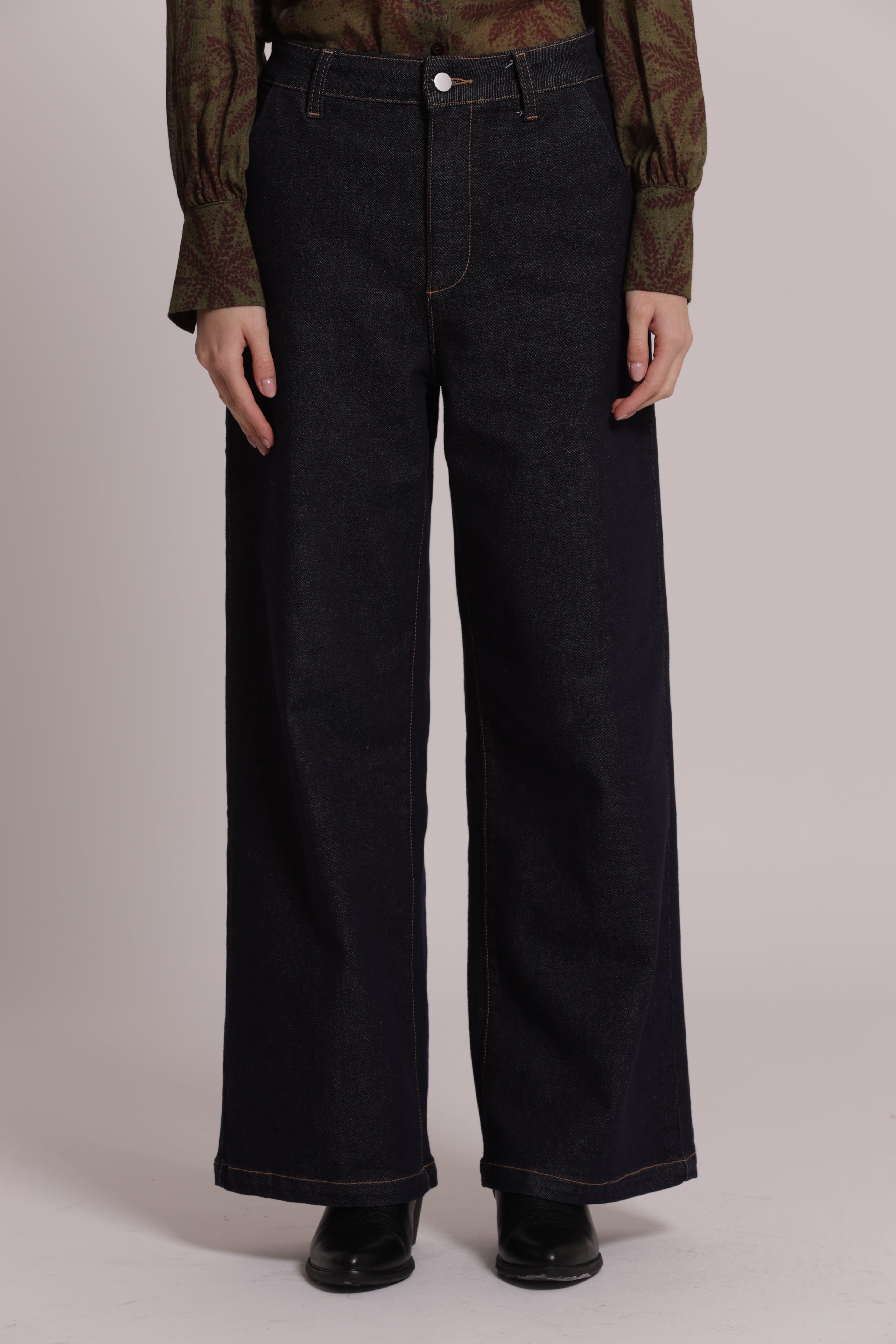 Mimi Mua Palazzo jeans nero gamba larga