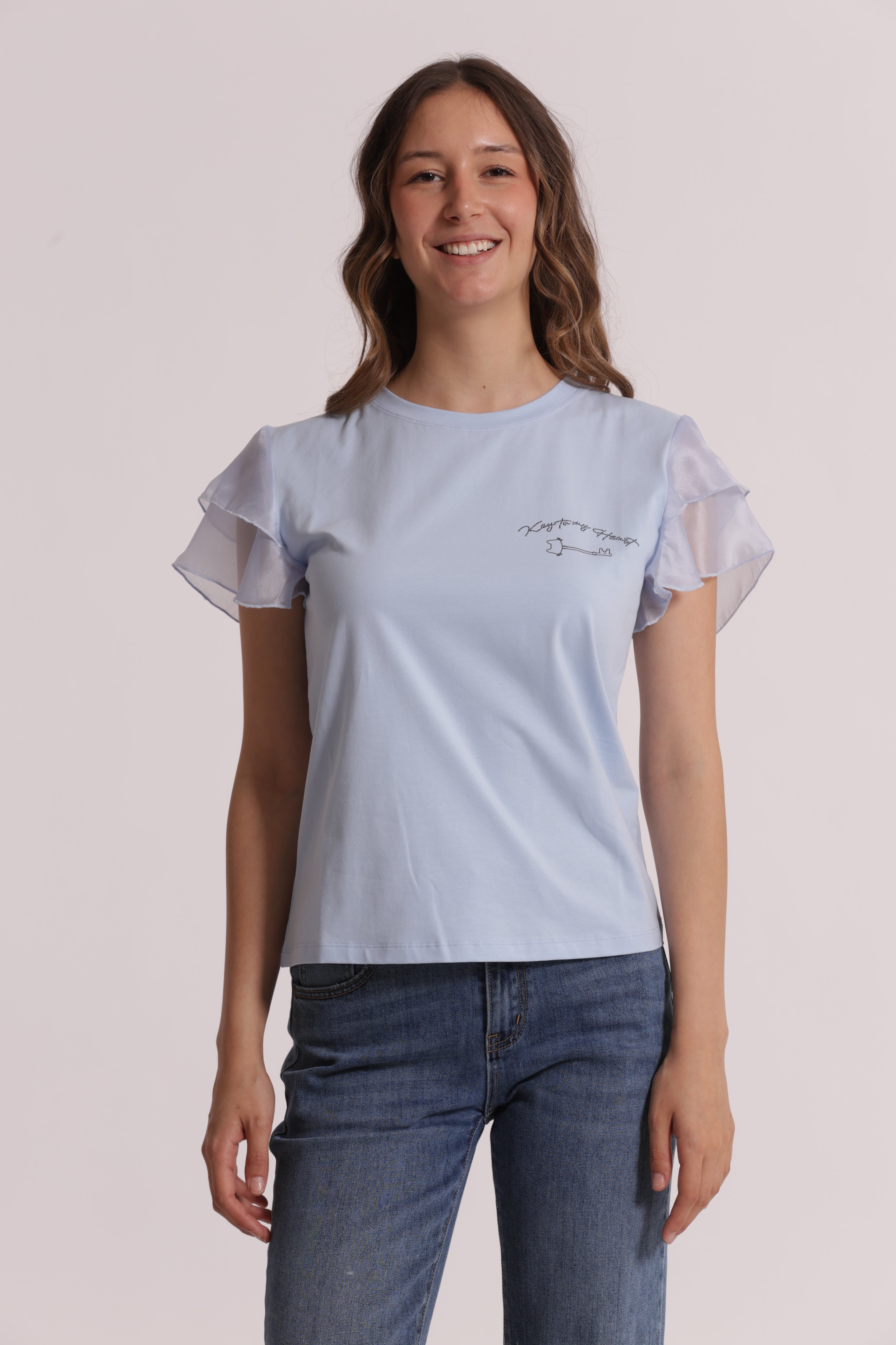 Mimi Mua T-Shirt Key To My Heart Maglietta Bianco Volant