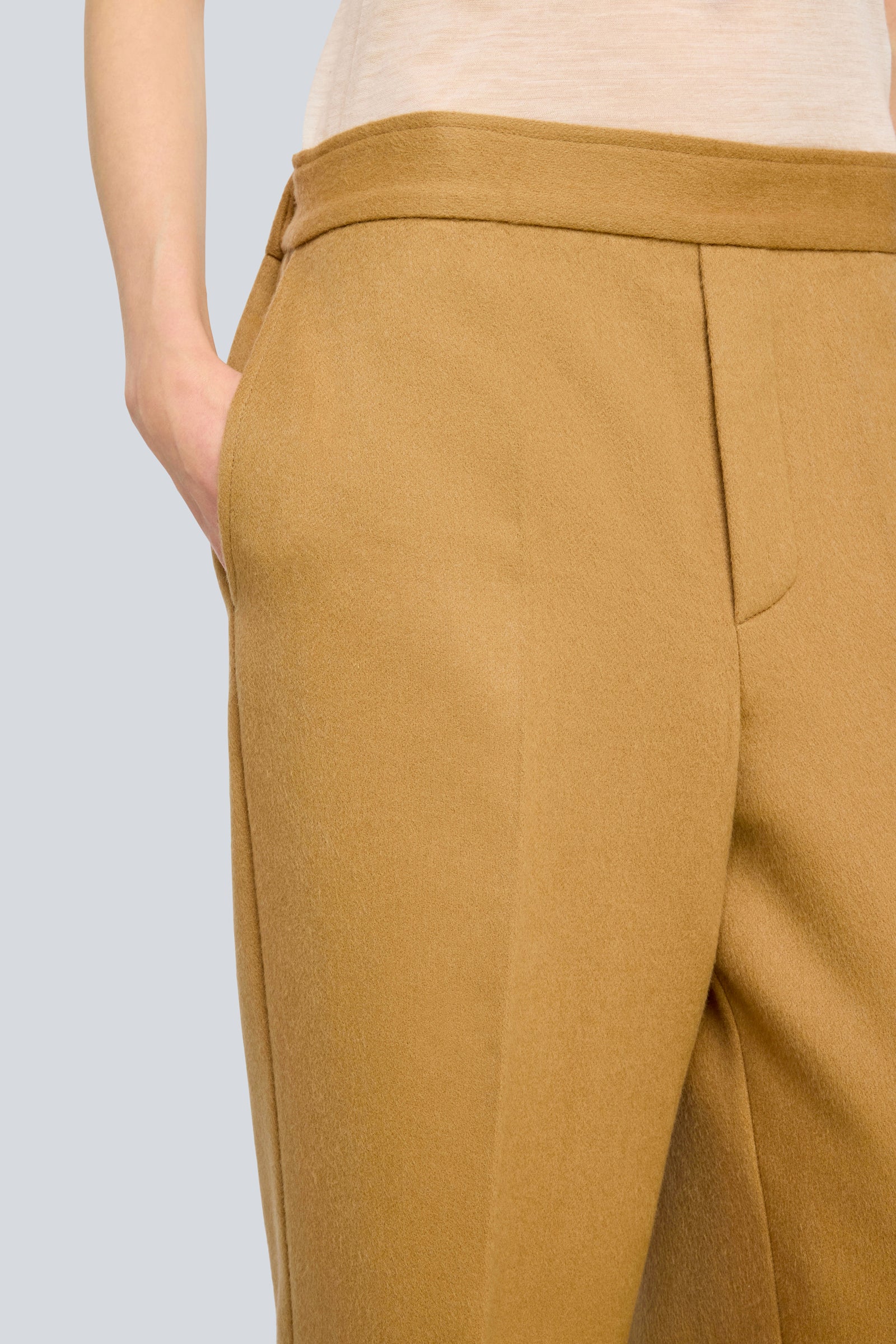 Semicouture Lilia pantalone cammello panno gamba dritta