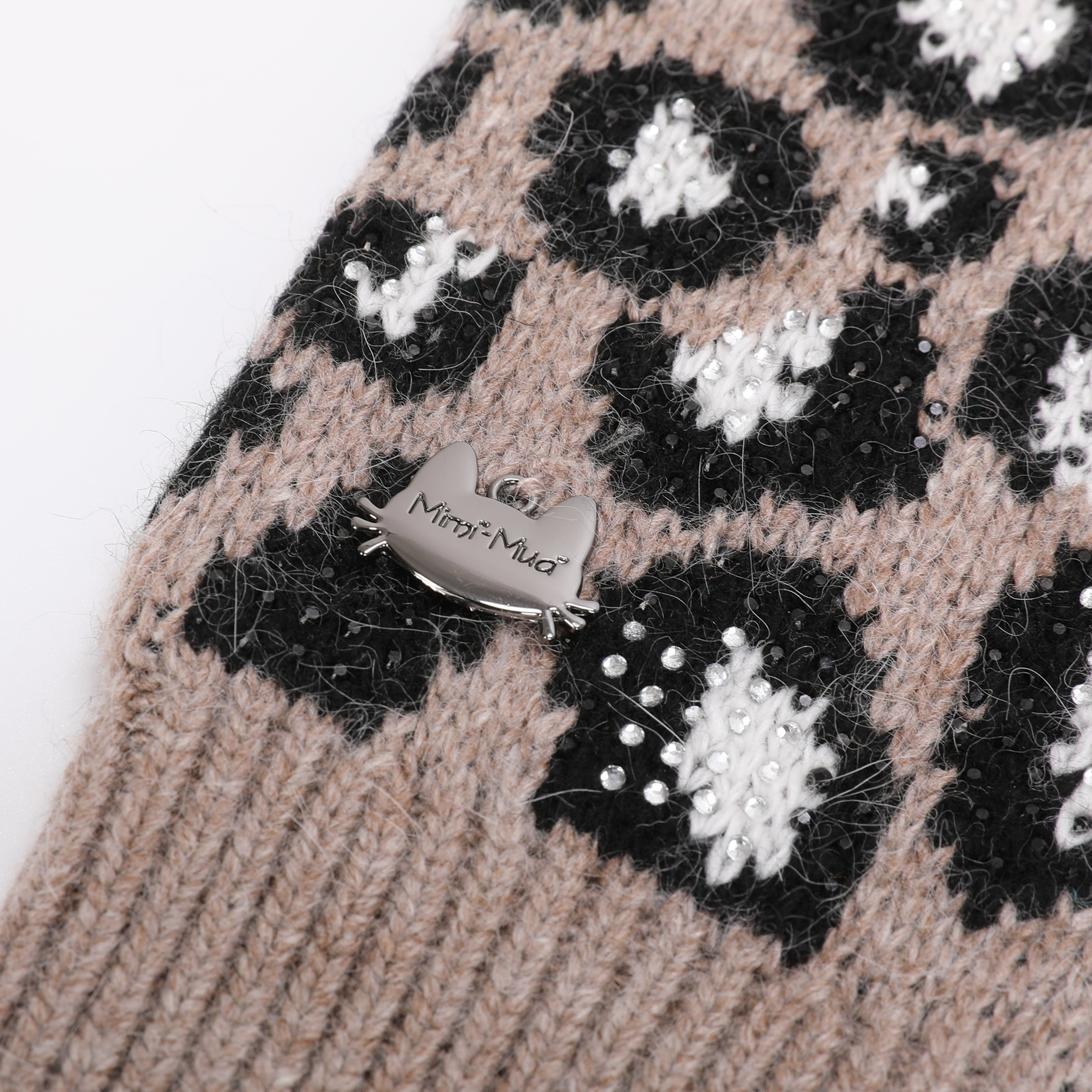Mimi Mua Leopardati Strass Manicotti Nero elasticizzati