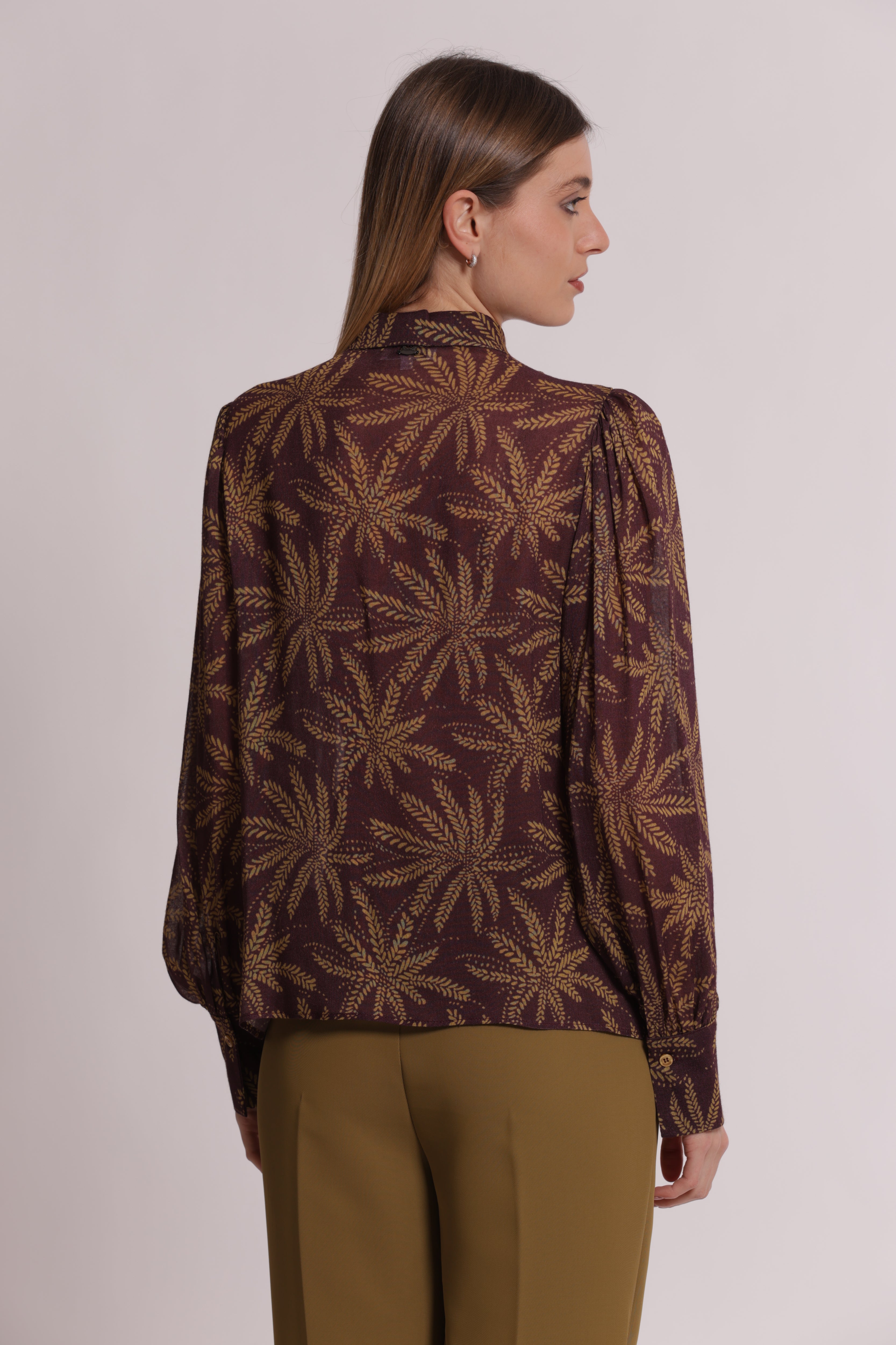 Mimi Mua camicia uomo garza viscosa verde militare