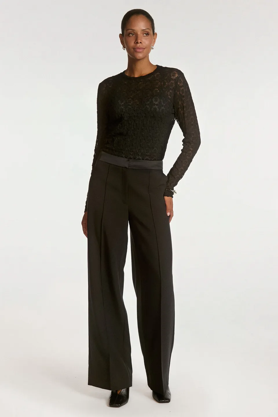 Aaiko Lumiere pantaloni neri fascia satin
