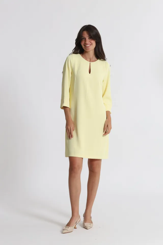 Mimi Mua Midi abito in cady giallo elasticizzato