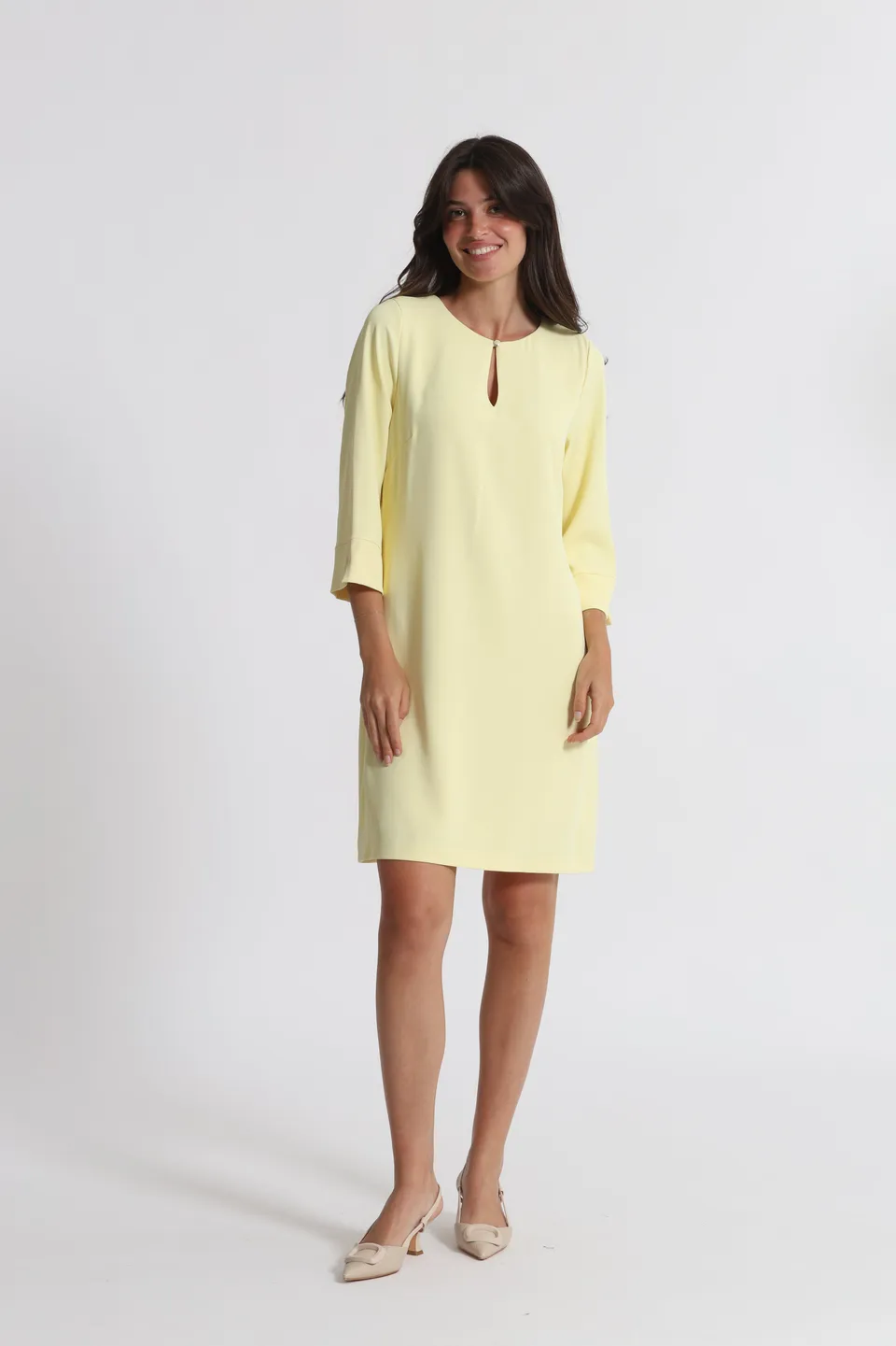Mimi Mua Midi abito in cady giallo elasticizzato