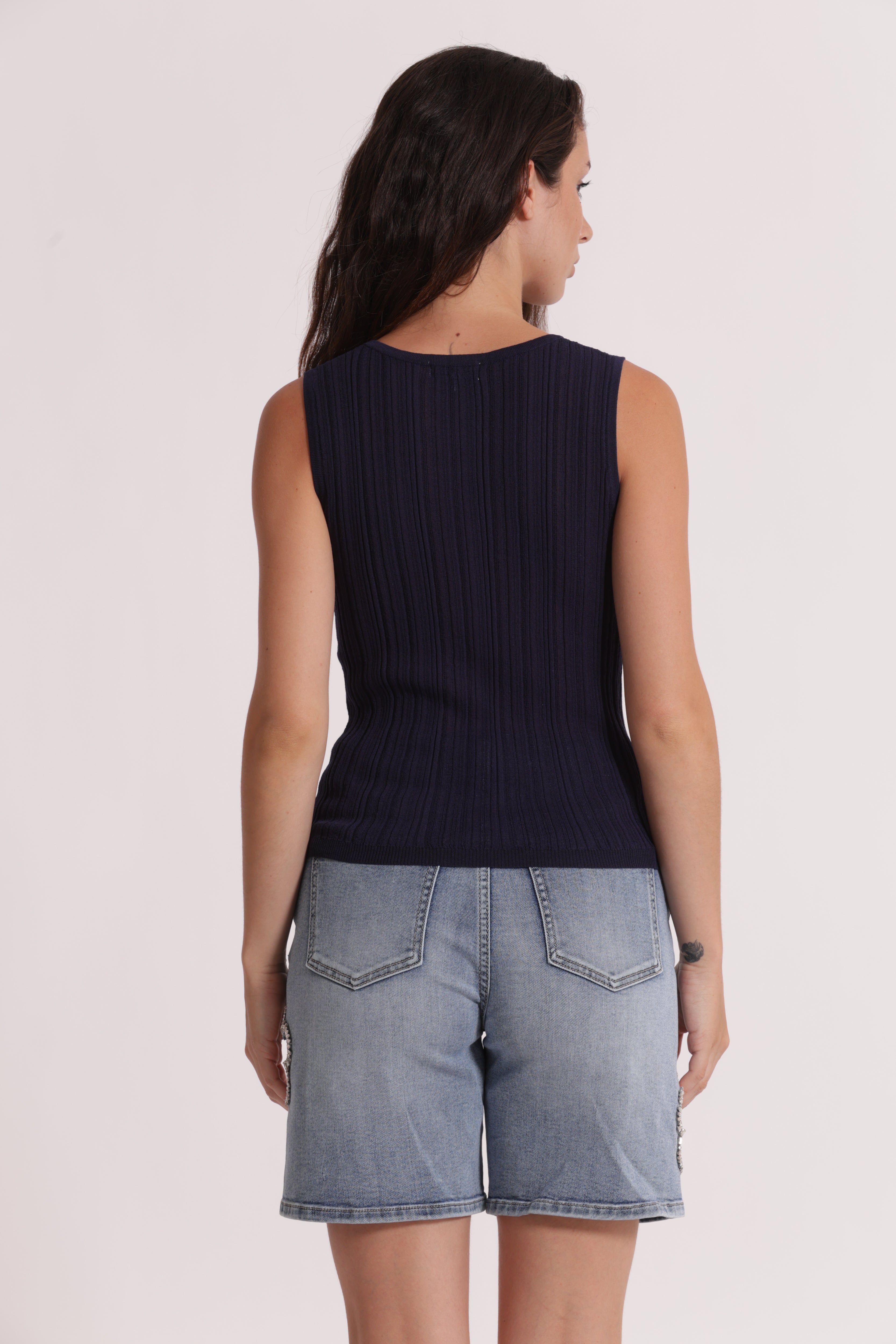Mimi Mua Basic canotta in maglia viscosa