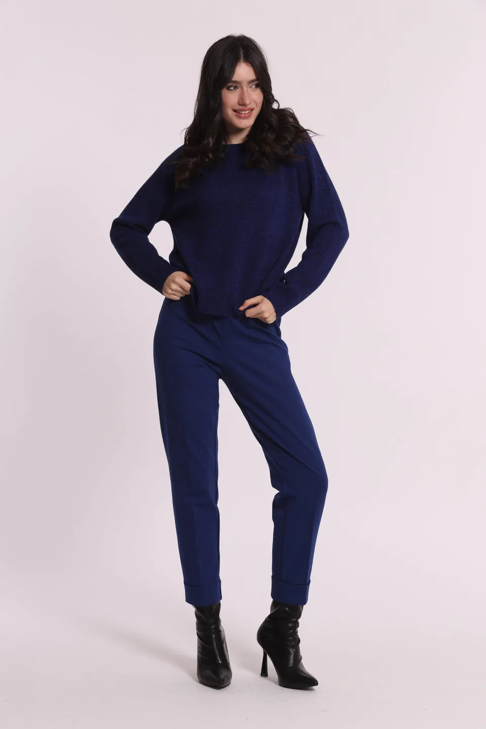 Mimi Mua Maglia Melange Collo Removibile blu