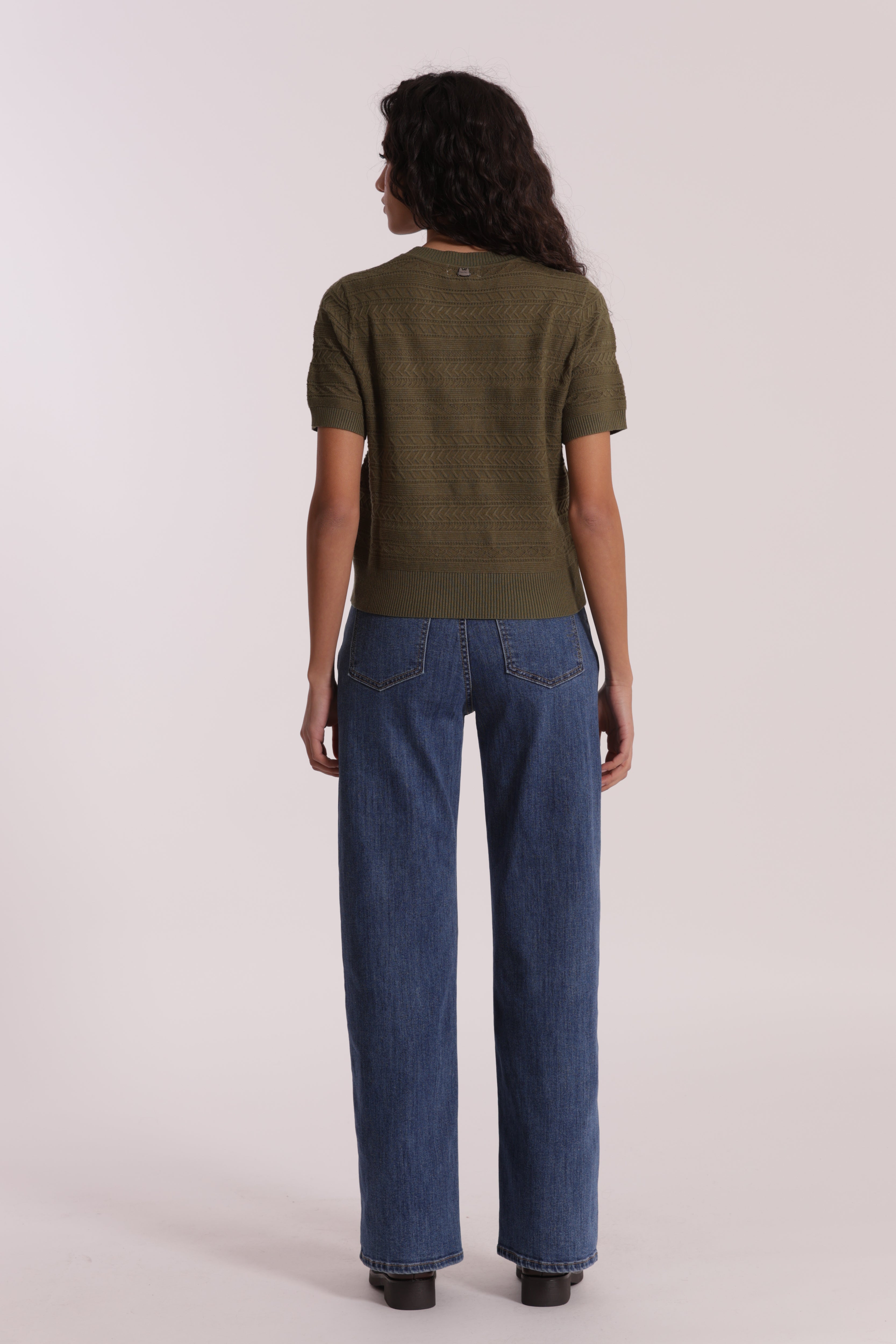 Mimi Mua Wide Leg jeans stampa fiocco nero