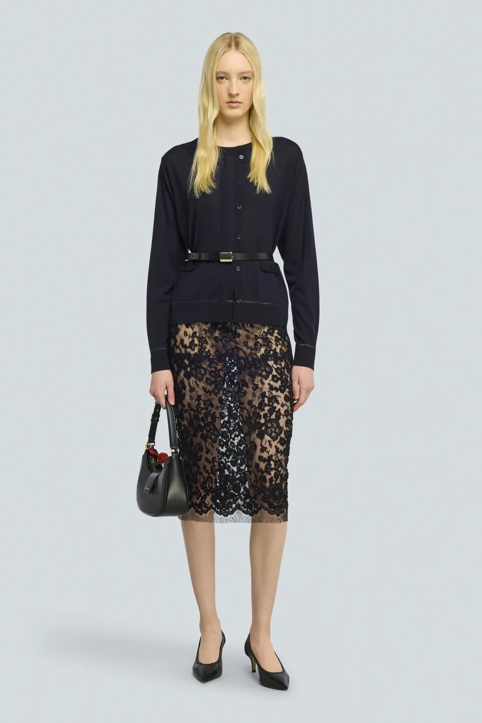 Semicouture Pia gonna pizzo nera