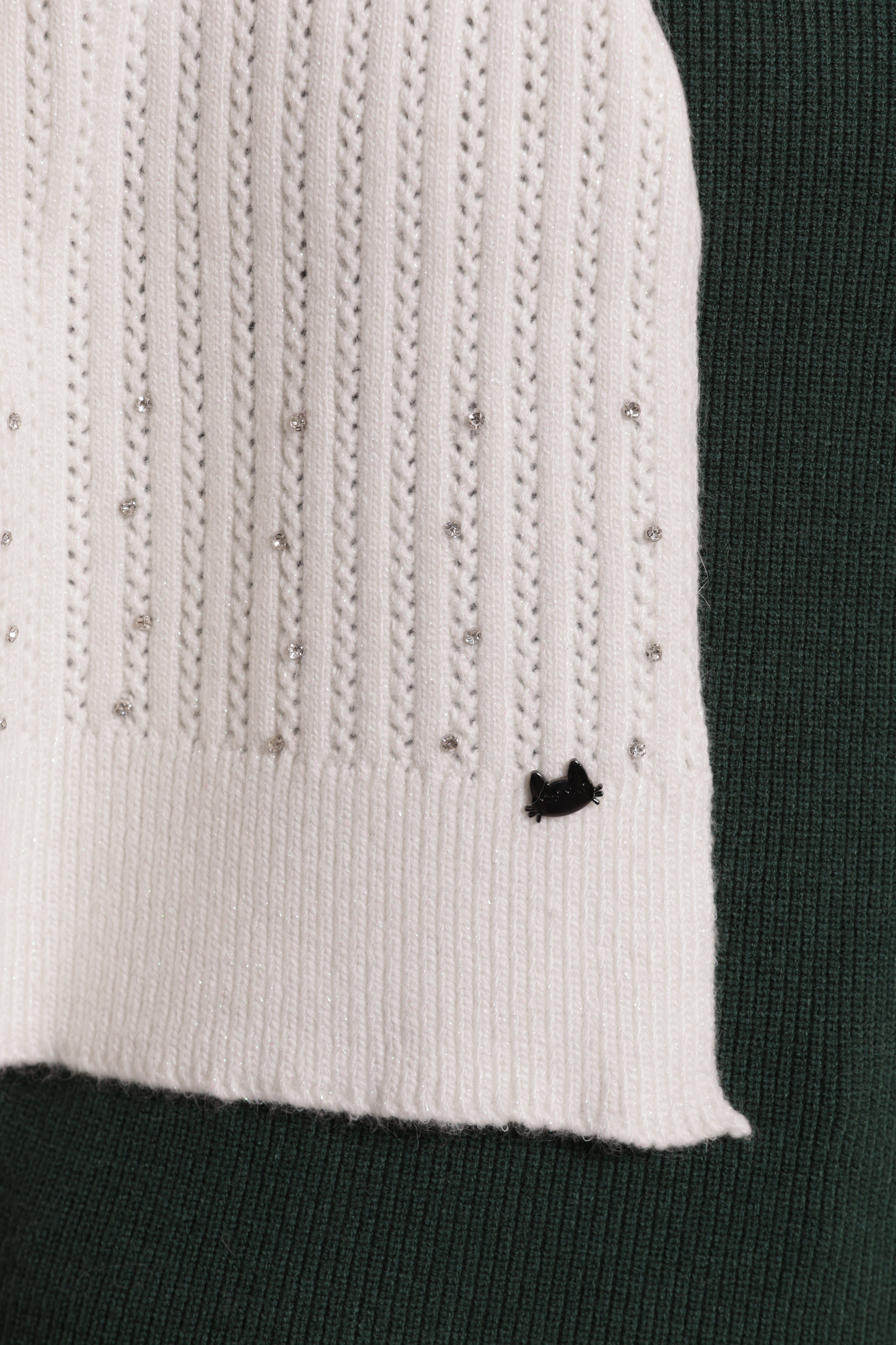 Mimi Mua Sciarpa con Piccole Trecce con Strass Nera invernale