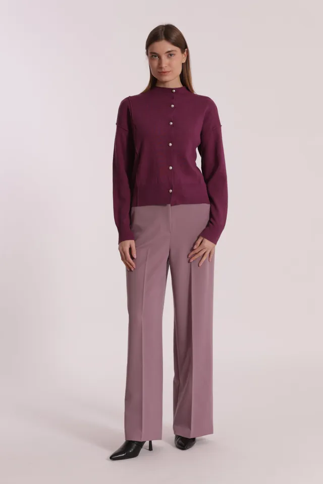 Mimi Mua Pantalone Palazzo Elastico Dietro Nero Polyviscosa