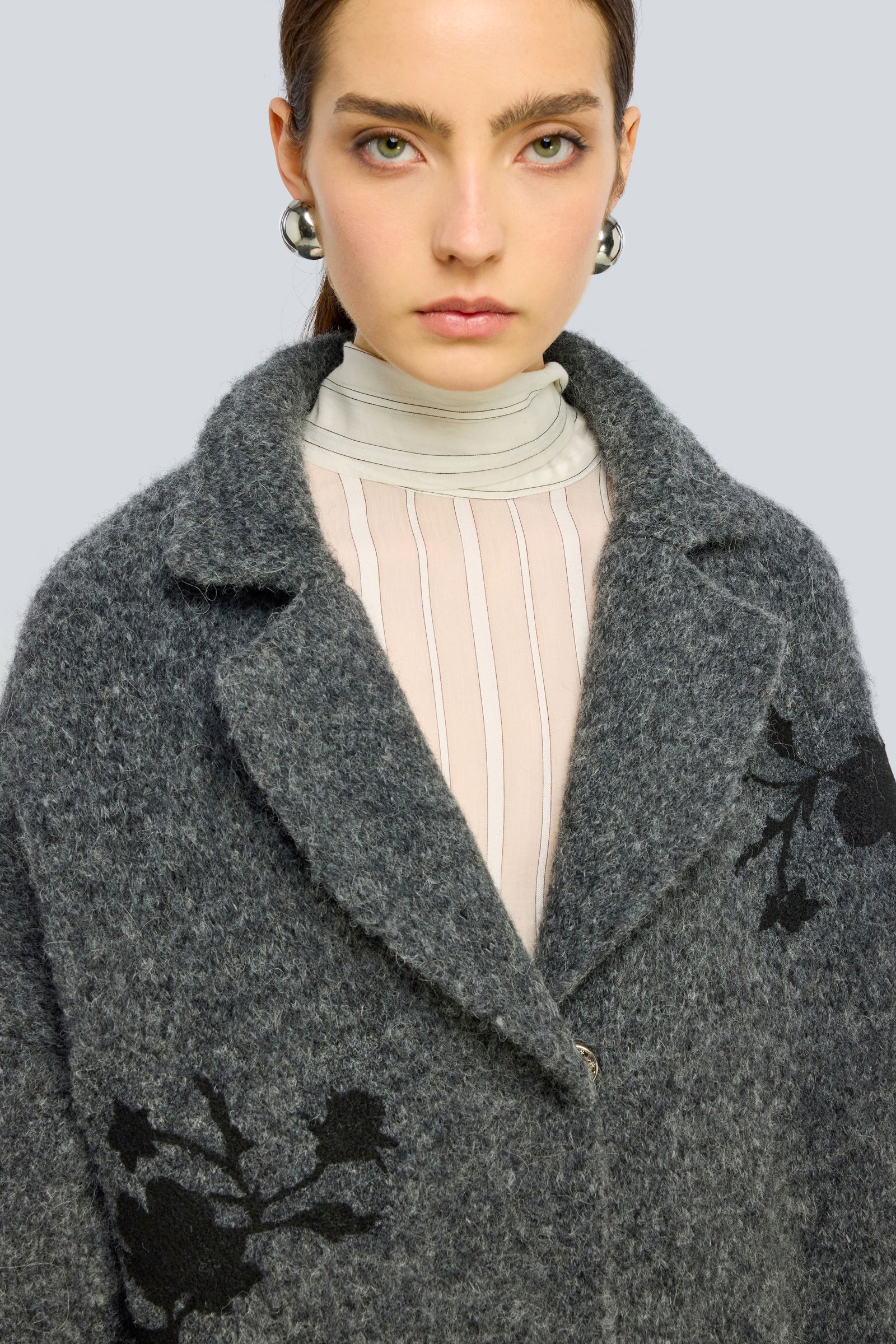 Semicouture Hollie cappotto jacquard grigio nero