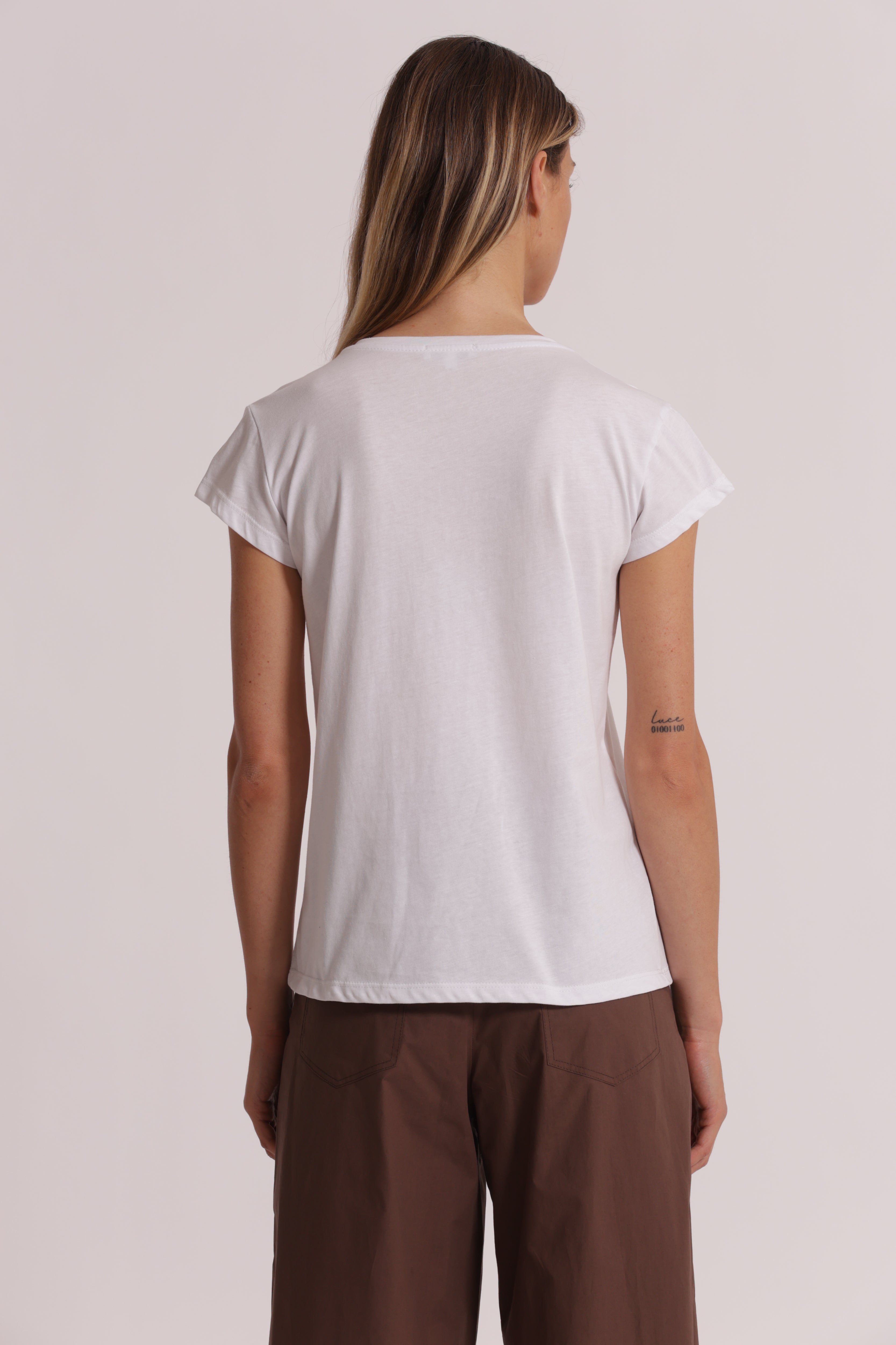 Mimi Mua Love t-shirt stampa velluto bianco cotone