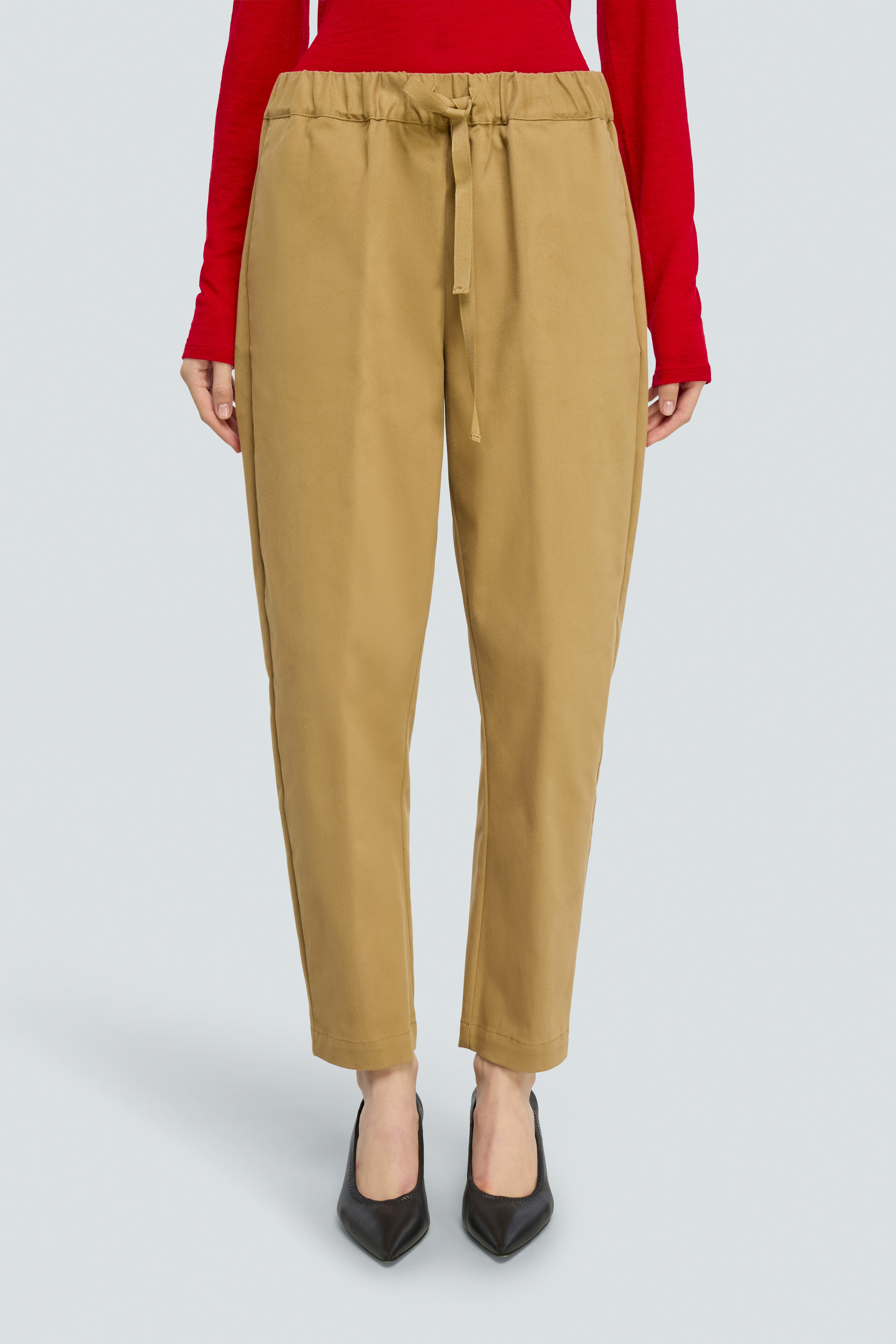 Semicouture Buddy pantalone gabardina cammello coulisse