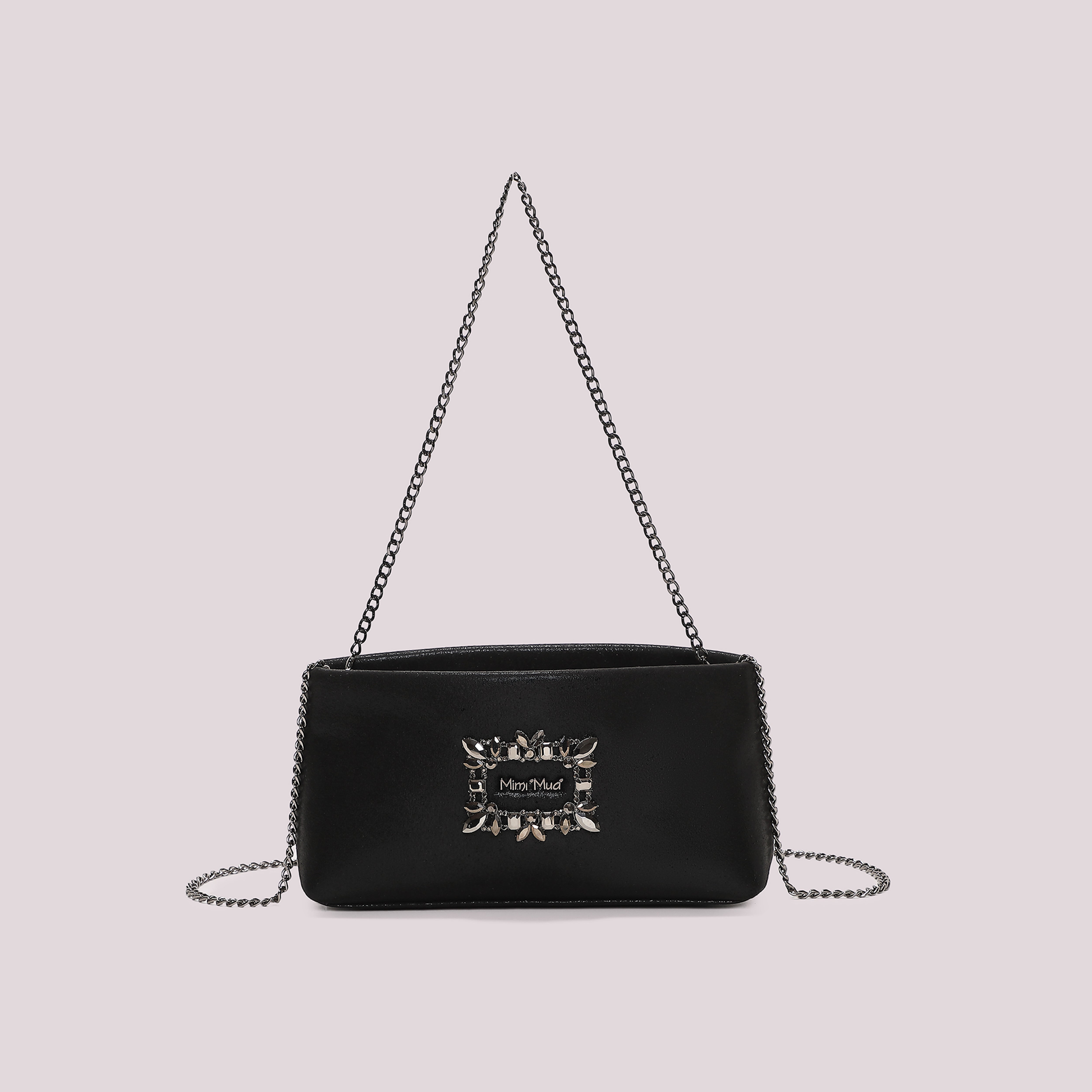 Mimi Mua clutch dettaglio gioiello nera strass