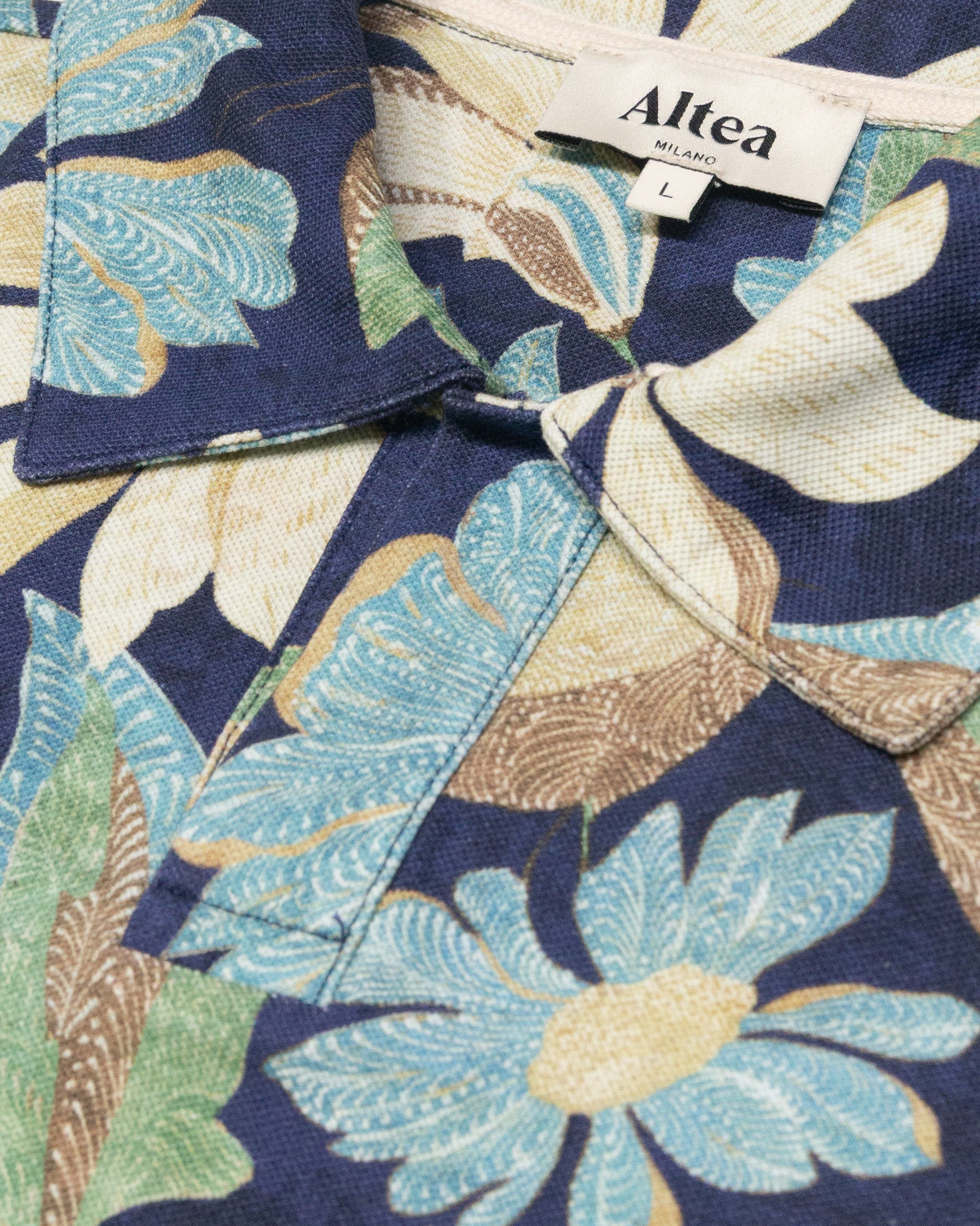Altea Dennis polo cotone blu stampa floreale