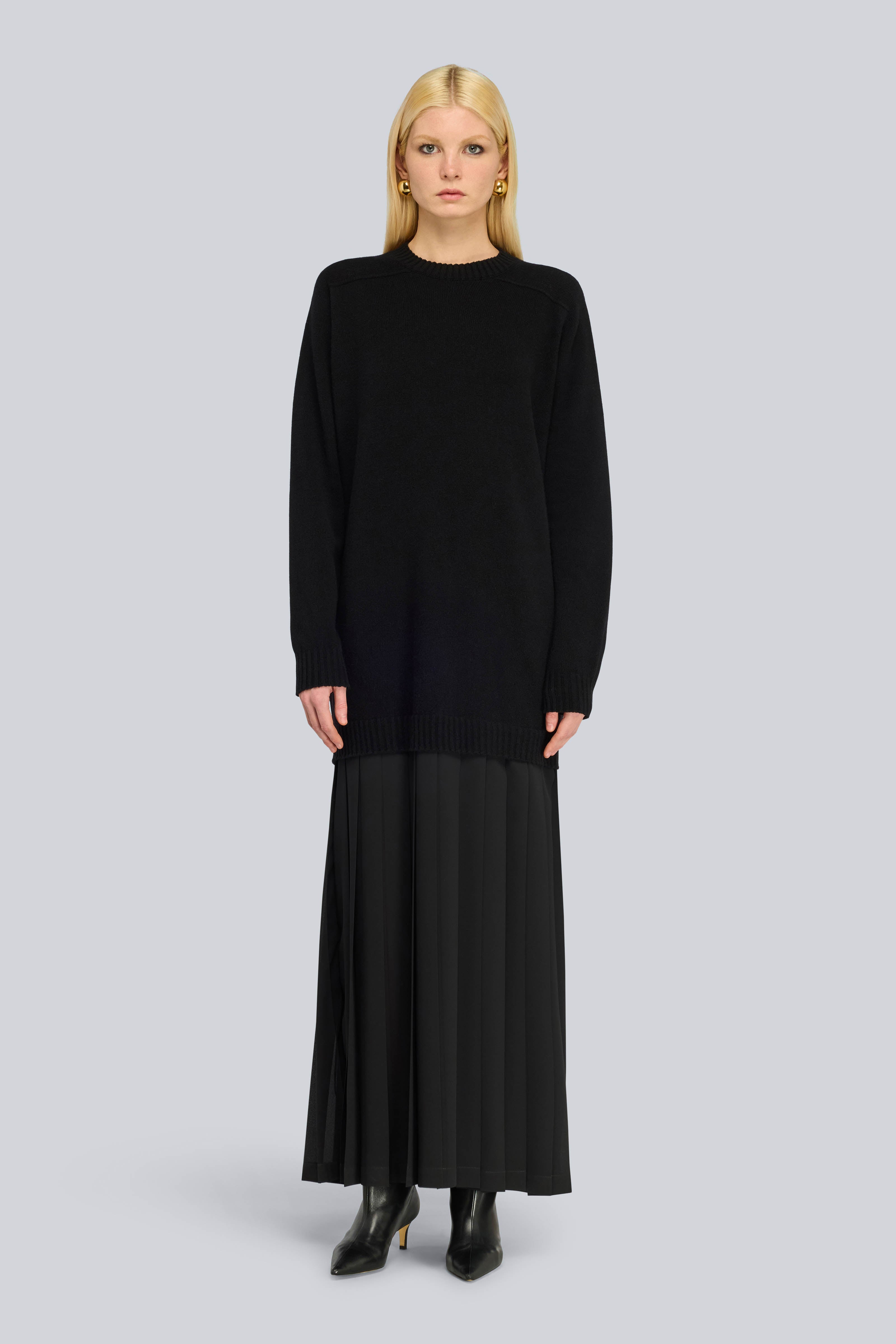 Semicouture Melisa abito maglia merino gonna plisse