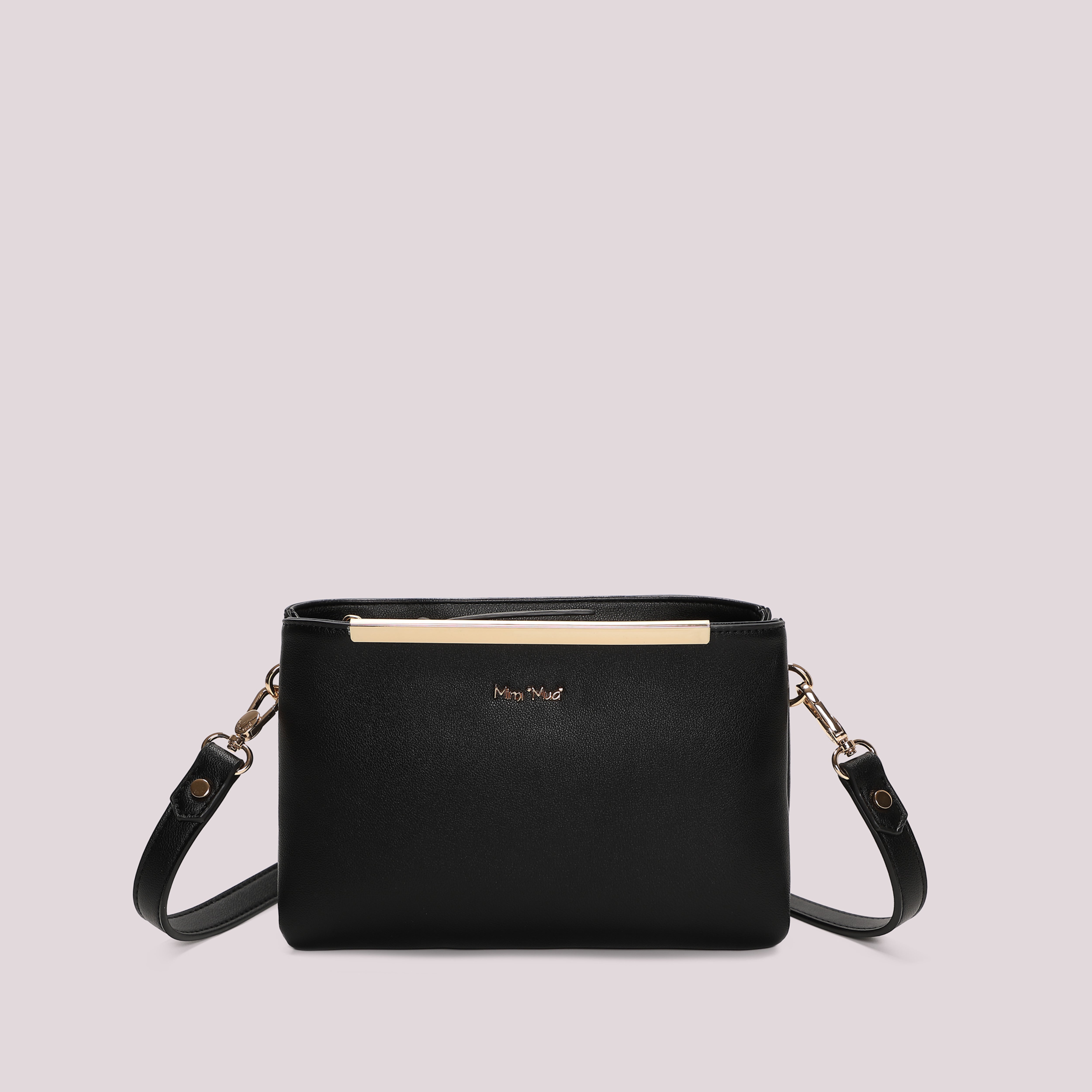 Mimi Mua Dettaglio Dorato Tracolla Nera 25 cm