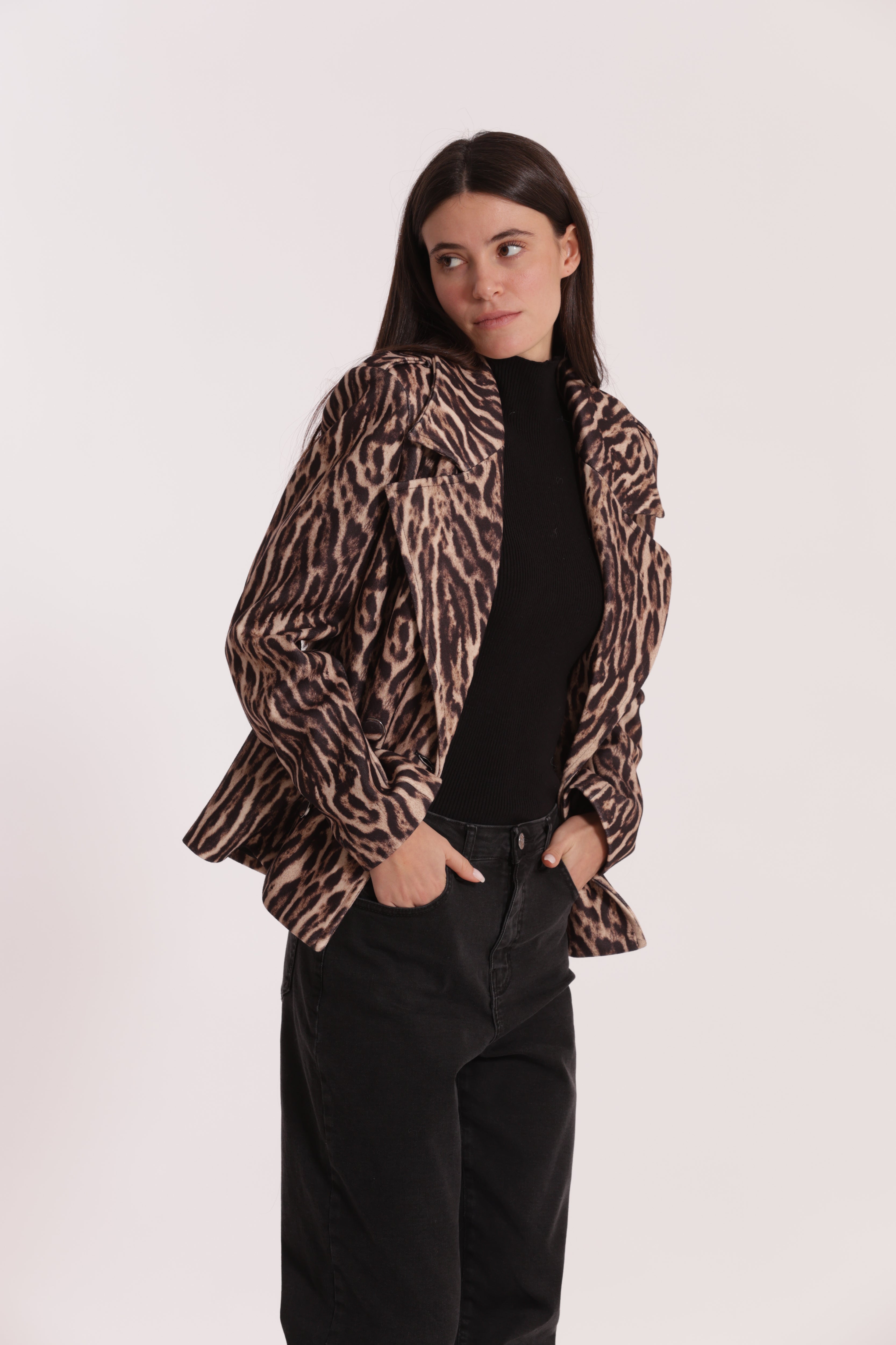 Mimi Mua Giaccone Animalier cappotto cammello maculato