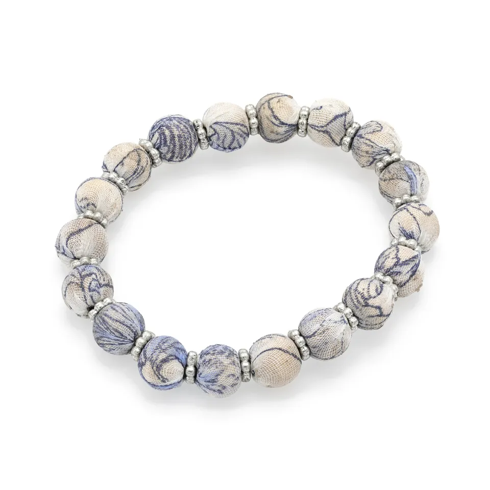 On Earth Blossom Bracciale Vetro Cotone Bianco 6 cm