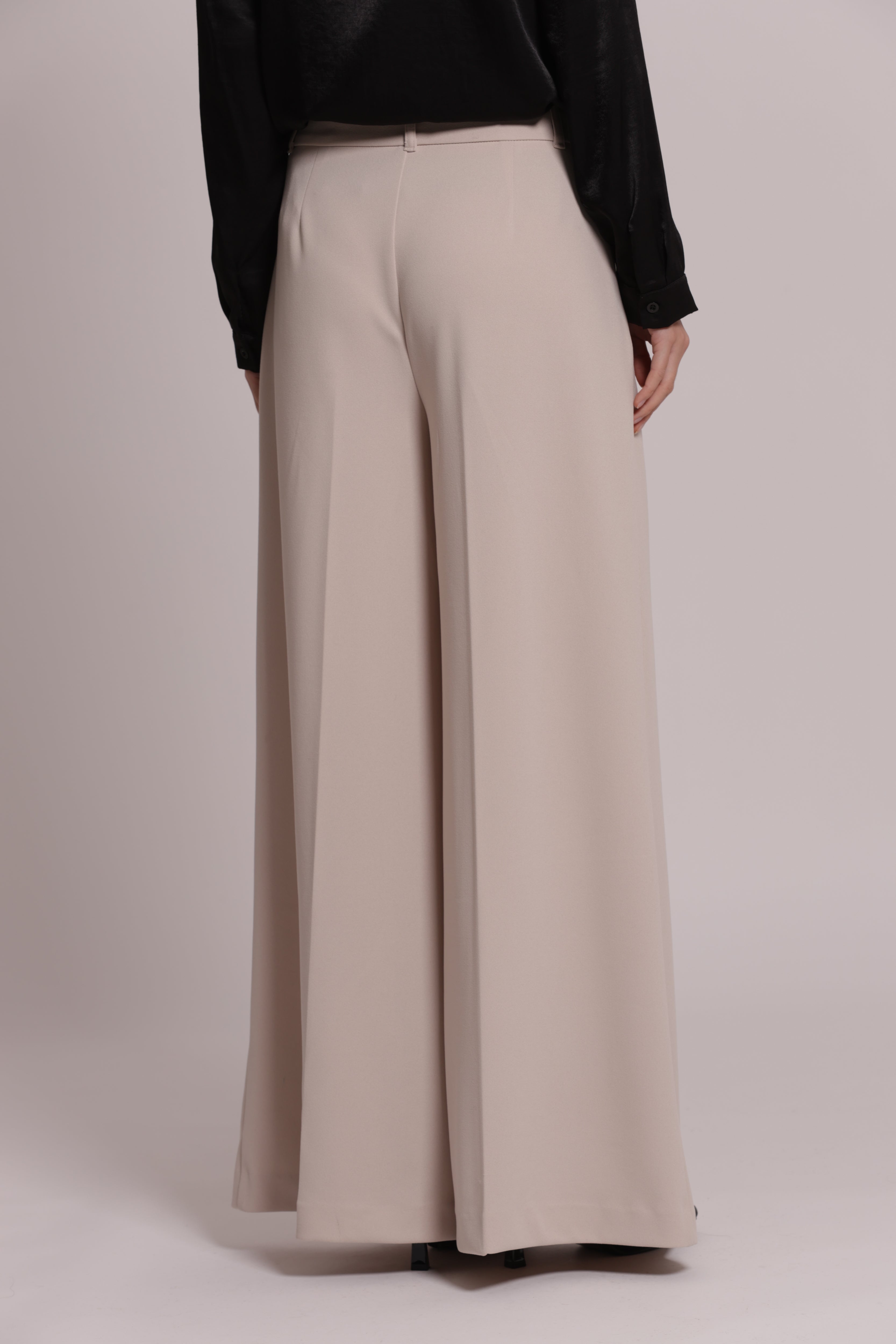 Mimi Mua Palazzo pantalone scuba crepe nero con cinturino