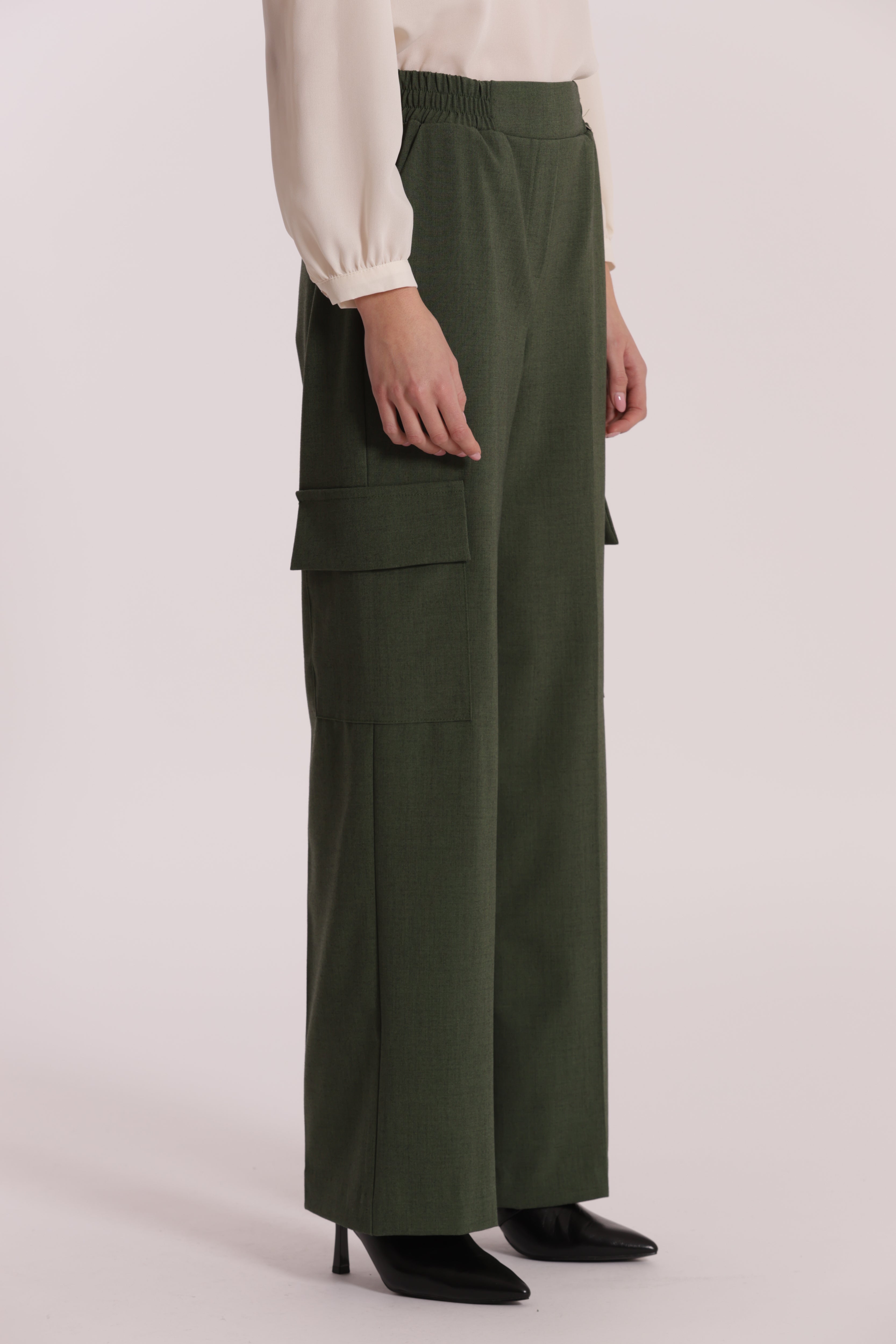 Mimi Mua Pantalone palazzo verde militare fiammato