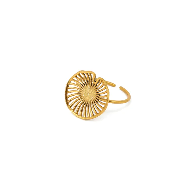 On Earth Mudra anello ottone dorato regolabile