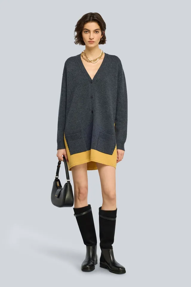 Semicouture Zelma Y6WH57 cardigan golden-grigio cashmere