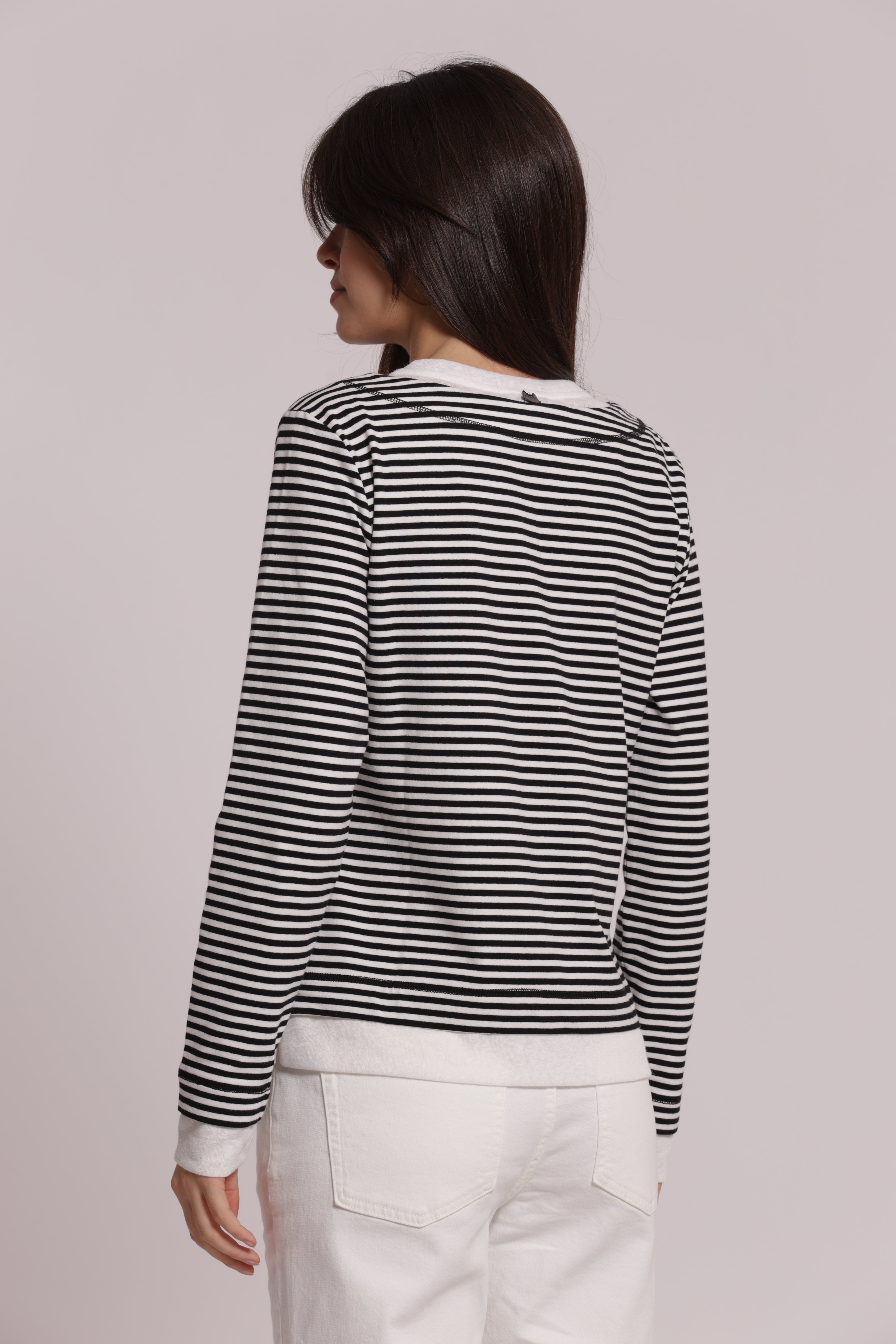 Mimi Mua t-shirt doppia righe nero/bianco cotone