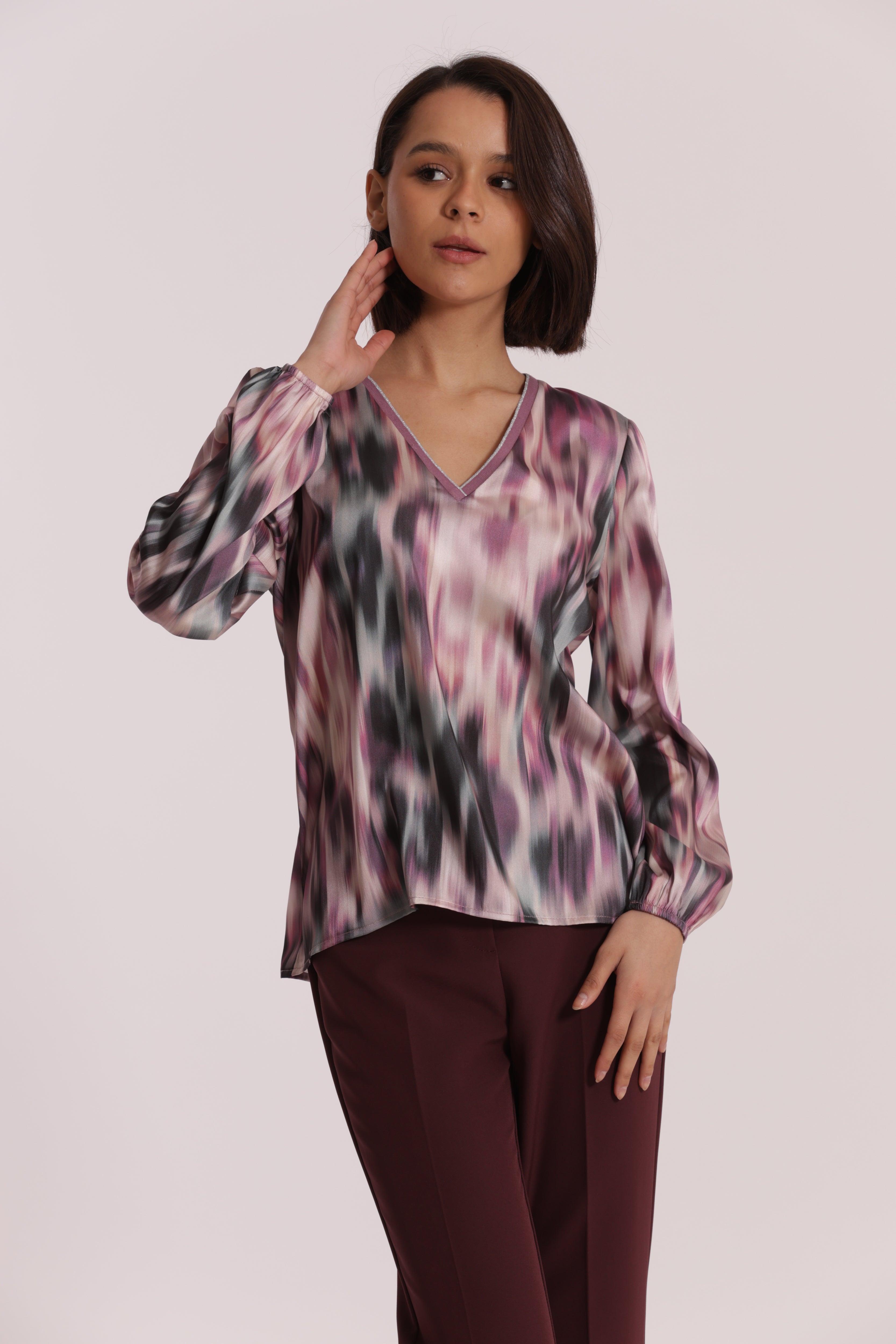 Mimi Mua Blusa Scollo V Lurex Fusion Mosto