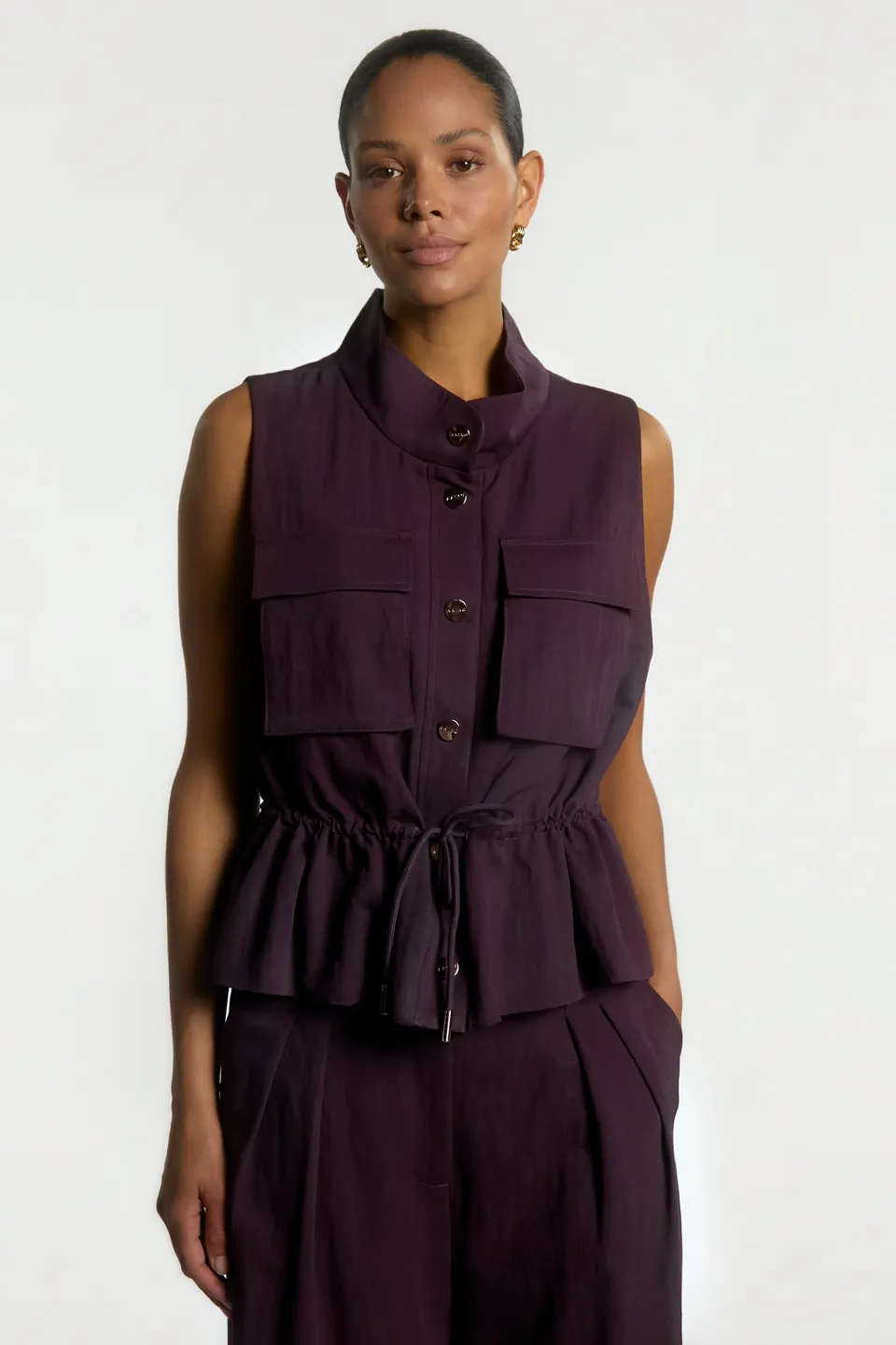 Aaiko Lena gilet smanicato viola fico