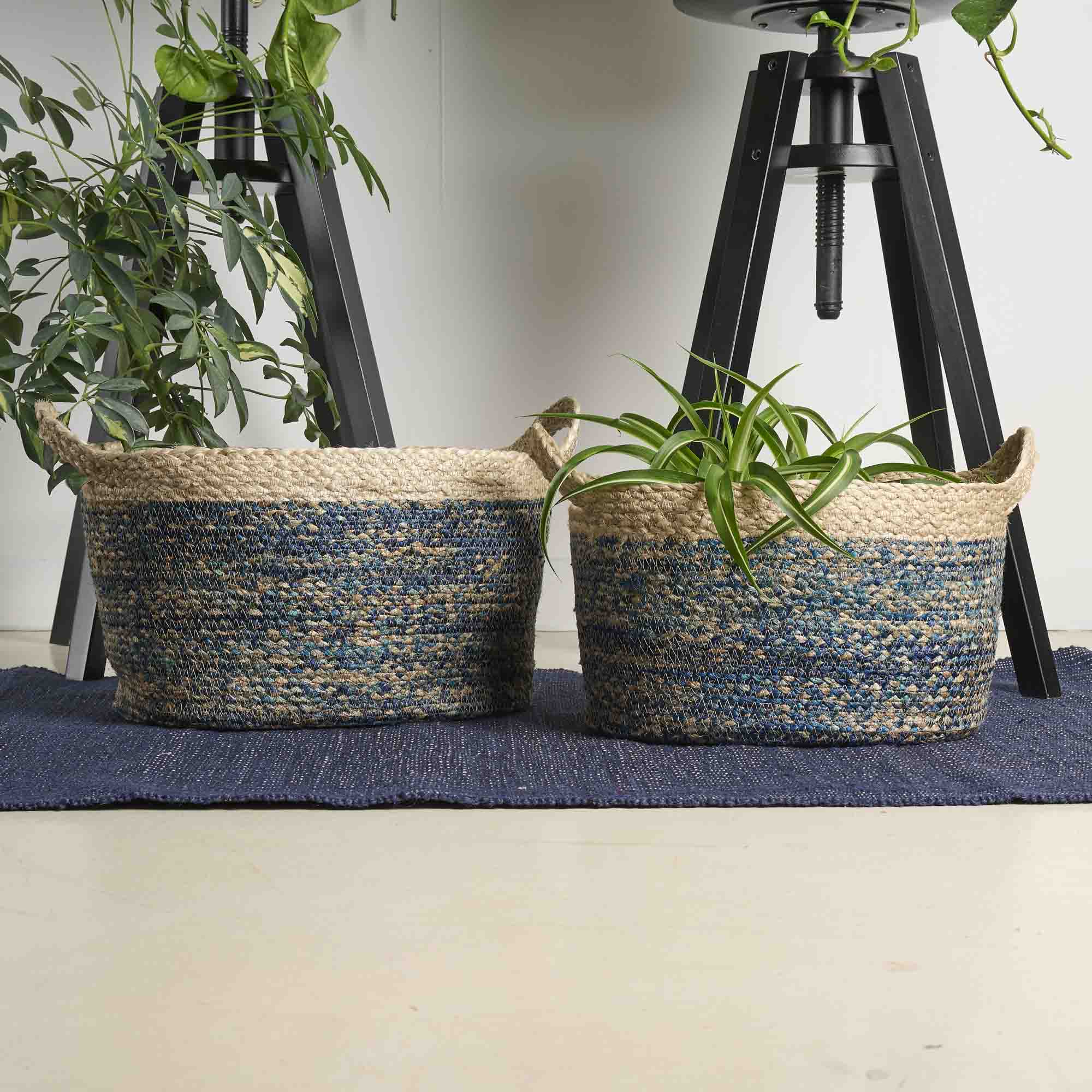 On Earth Braided set 2 cesti juta blu ovali