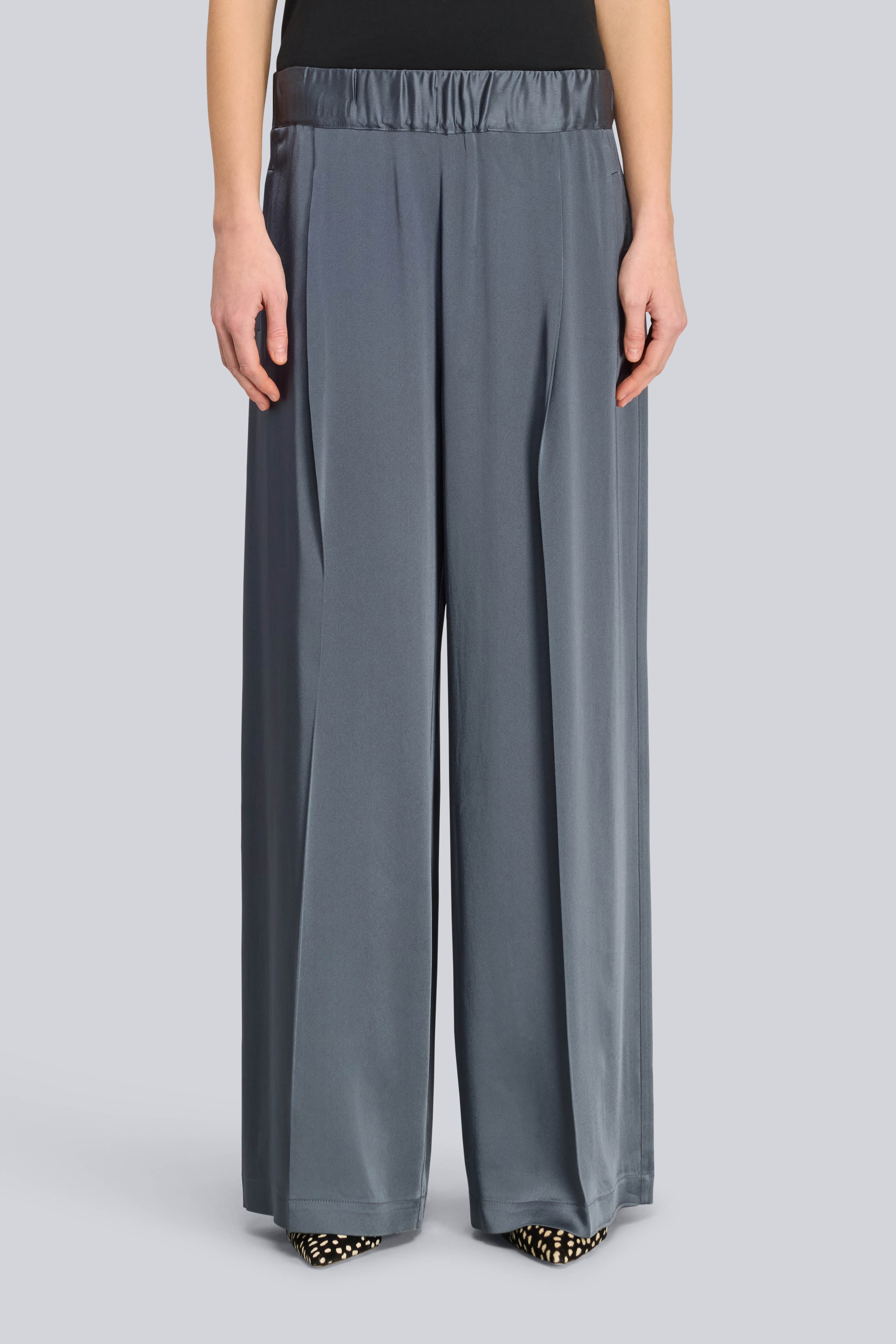 Semicouture Jhonny S6WM31 pantalone palazzo blu notte