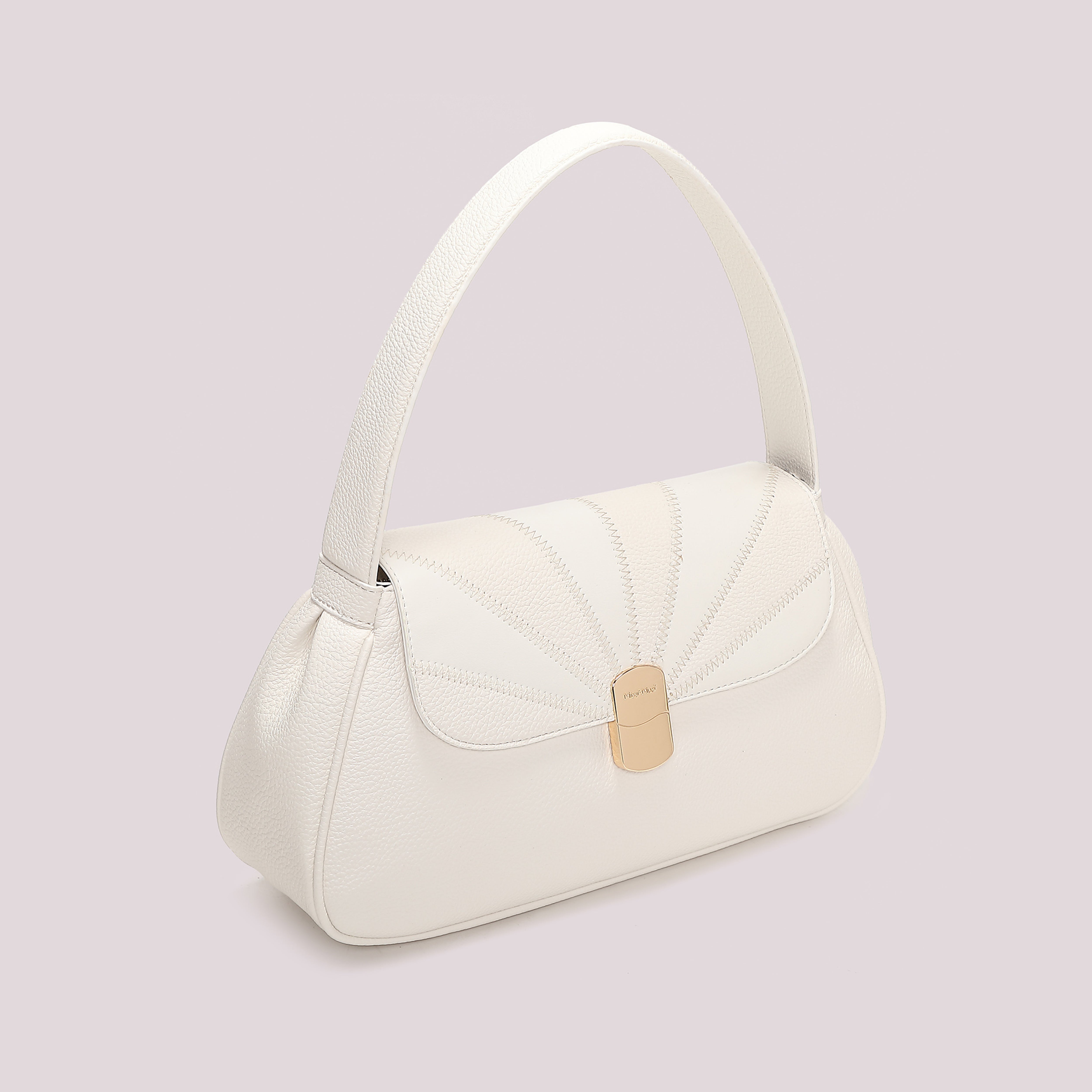Mimi Mua Borsa a Spalla Patchwork Bianca con patta