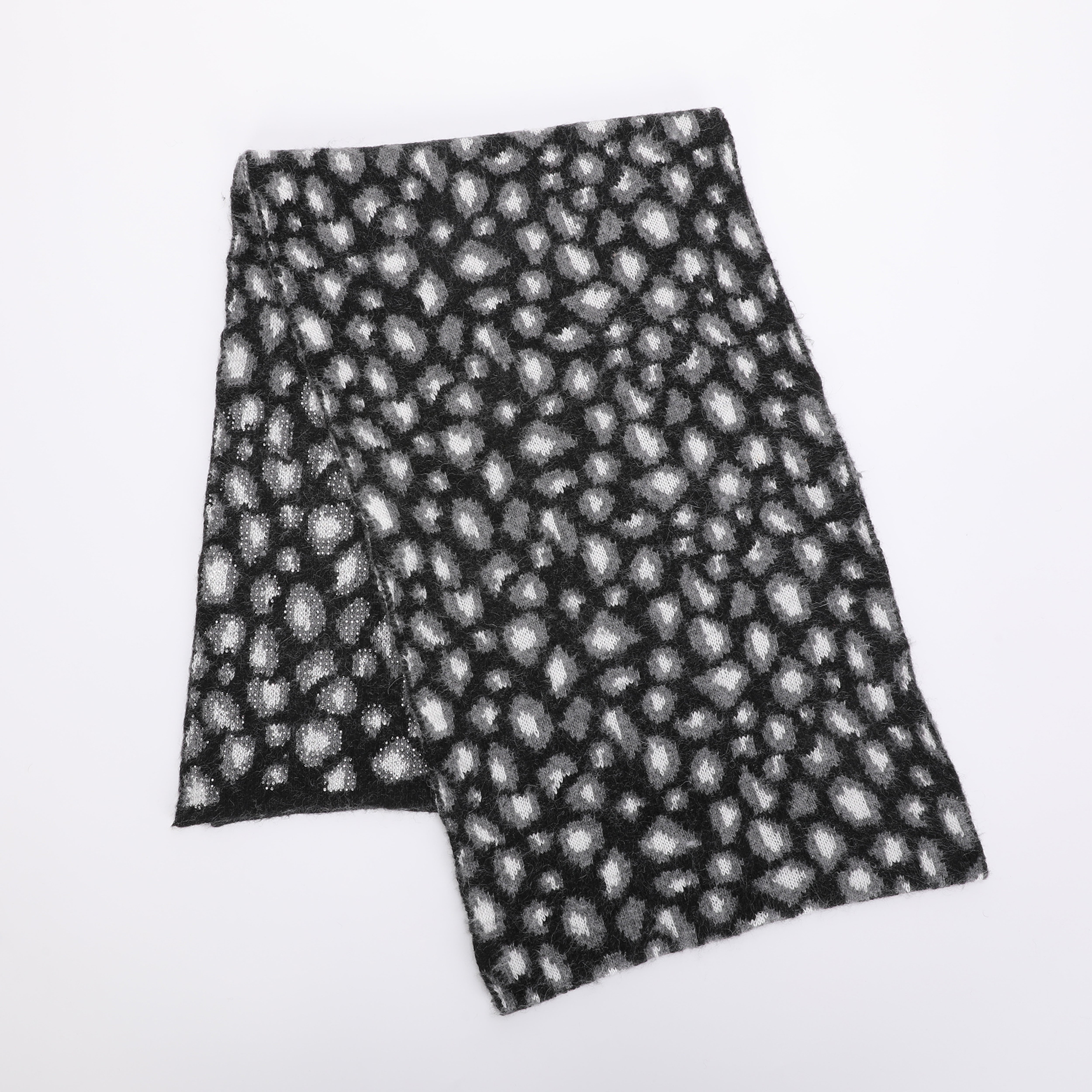 Mimi Mua Sciarpa Leopardata Strass Nero