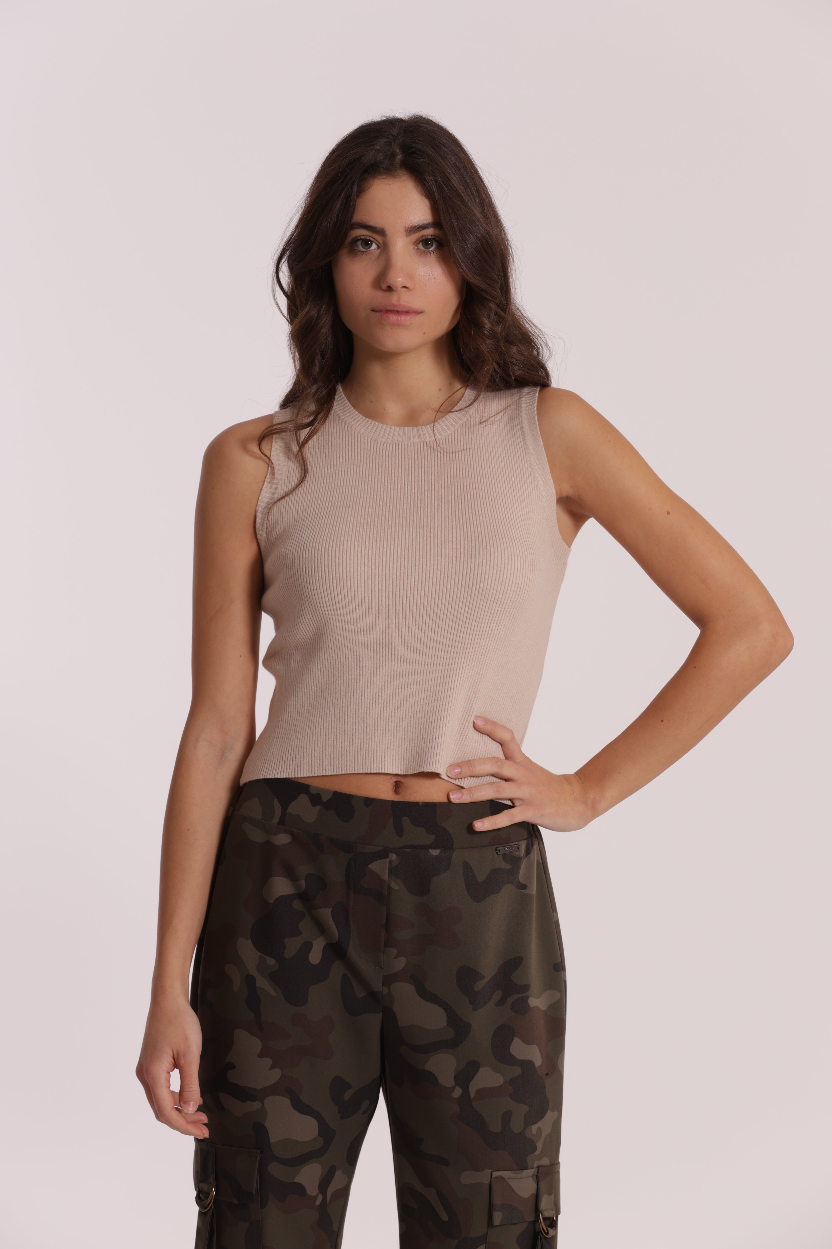 Mimi Mua Top in Maglia Basic Nero