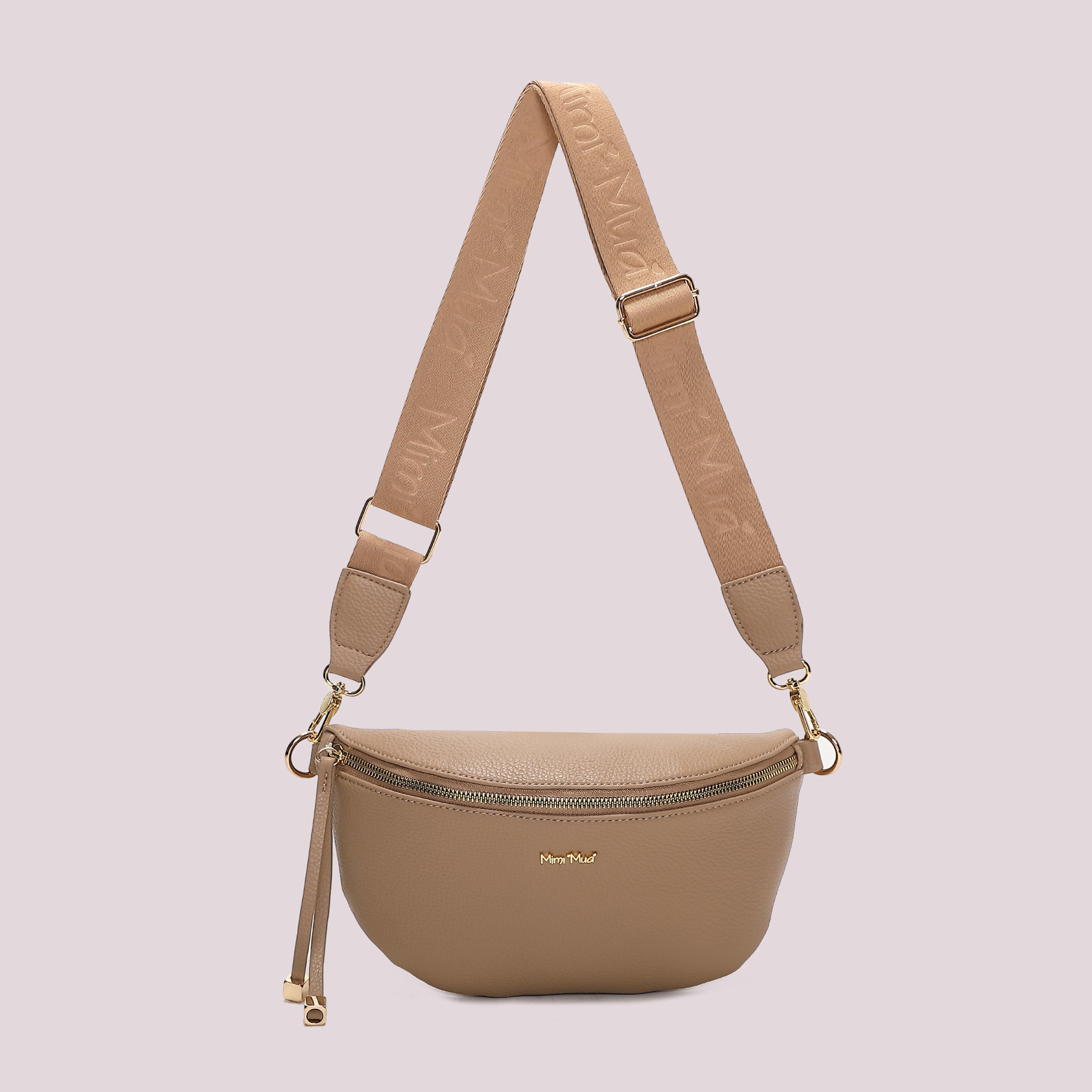 Mimi Mua Marsupio Tira Zip Quadrato Tracolla Nero 28 cm