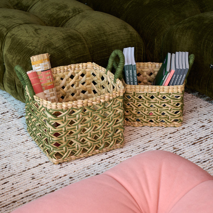 On Earth Dori cesto juta verde set 3 misure