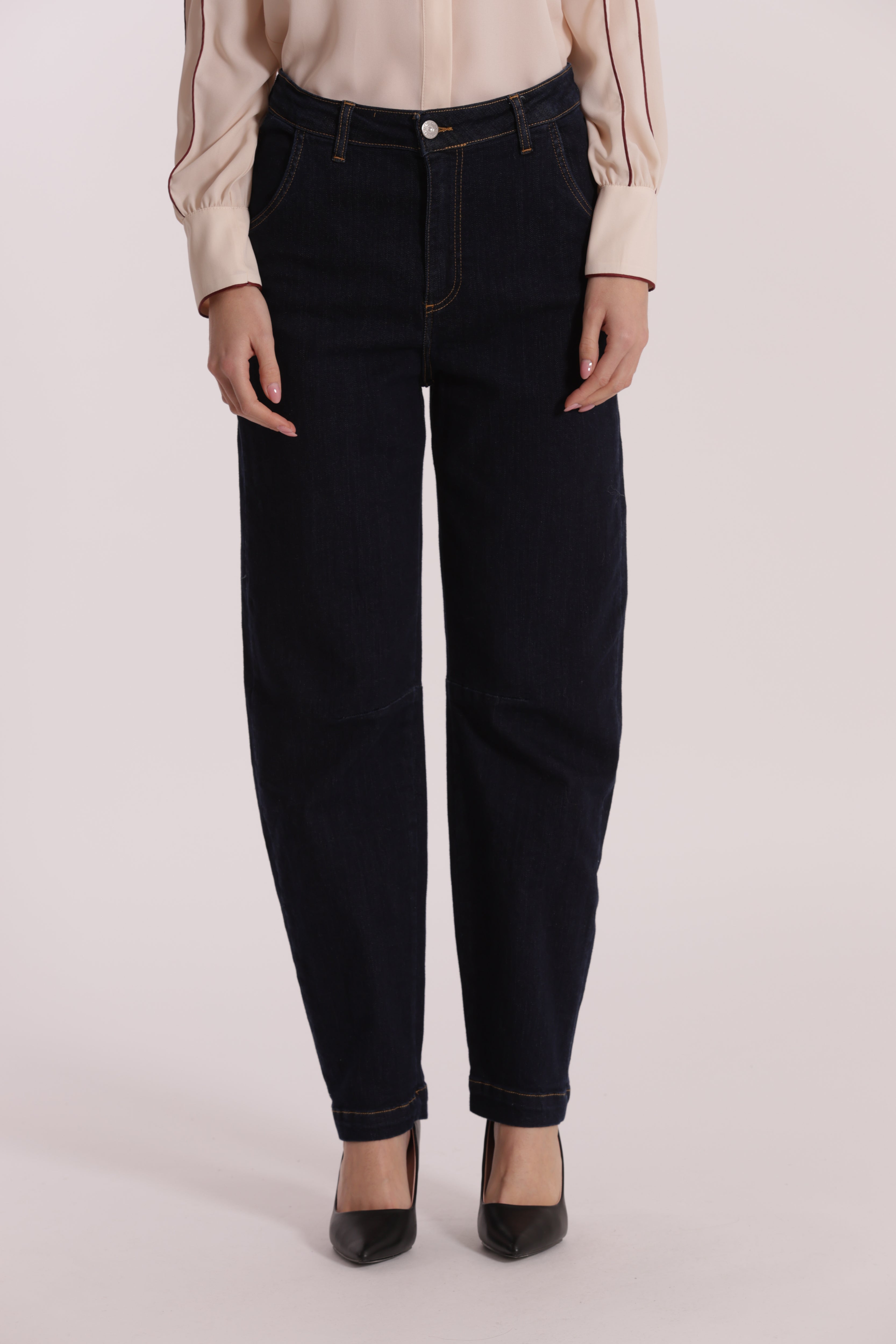 Mimi Mua jeans ballon blu scuro cotone