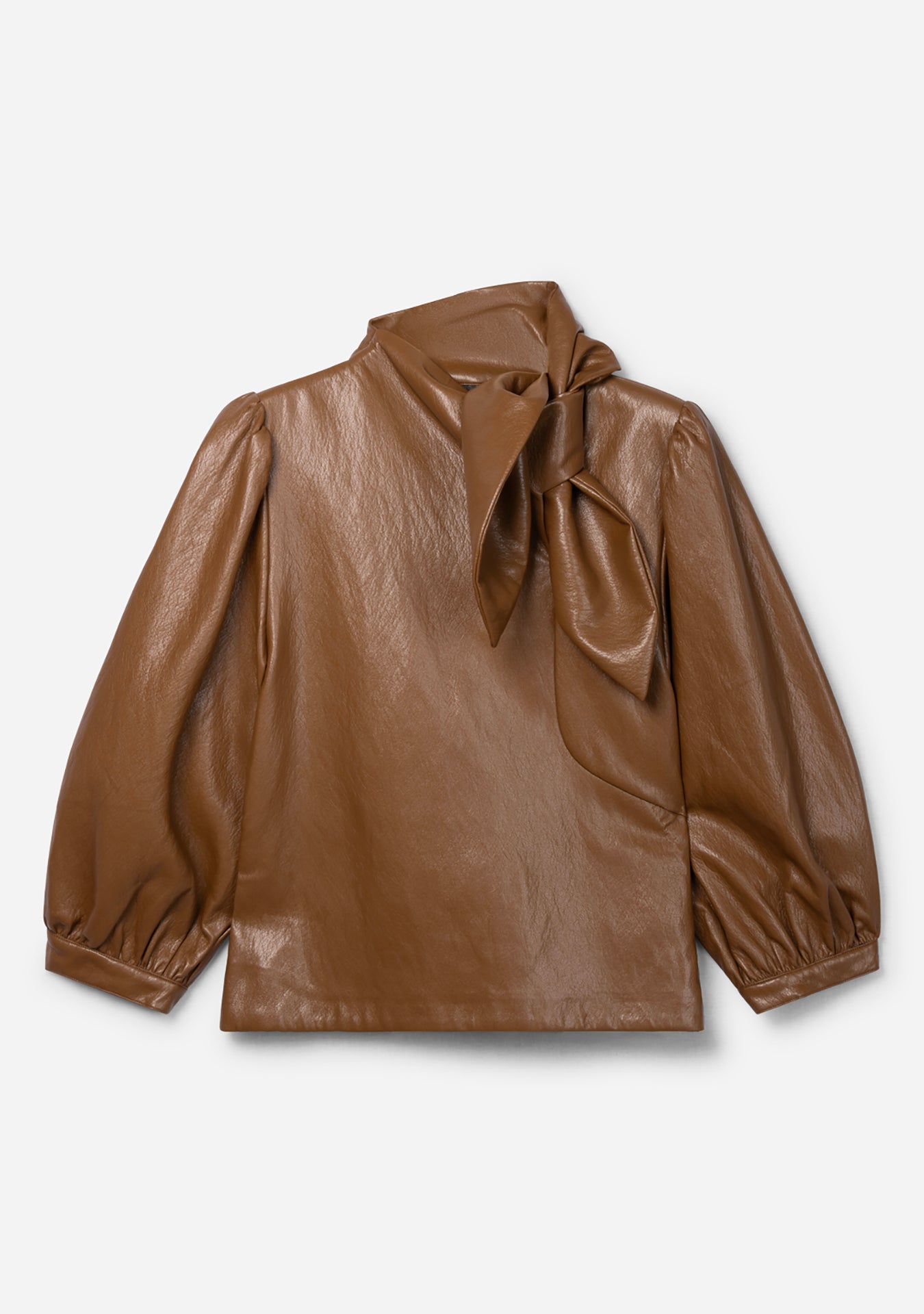 Aaiko Pemmy top marrone effetto pelle fiocco