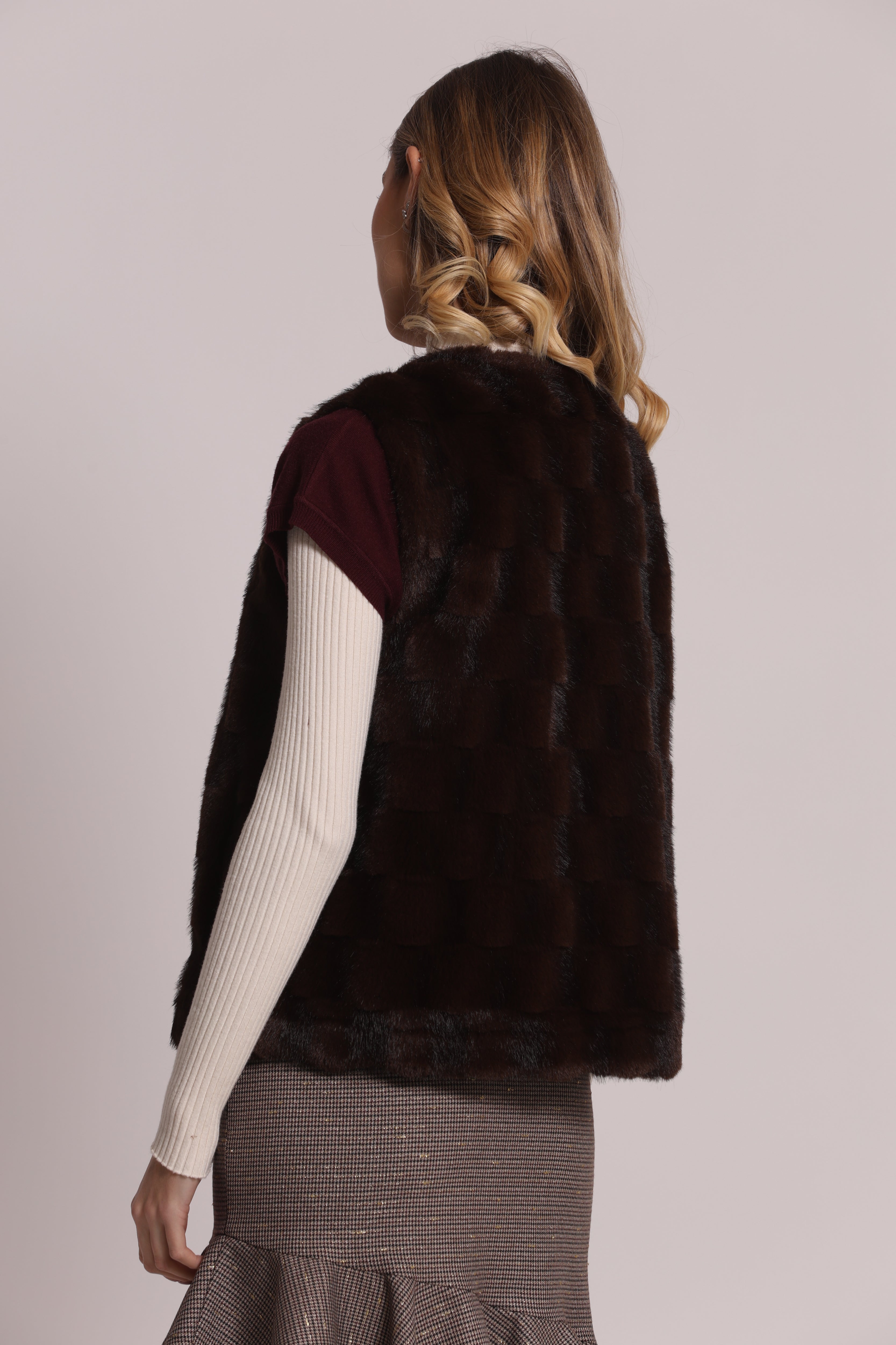 Mimi Mua Gilet Effetto Pelliccia Nero