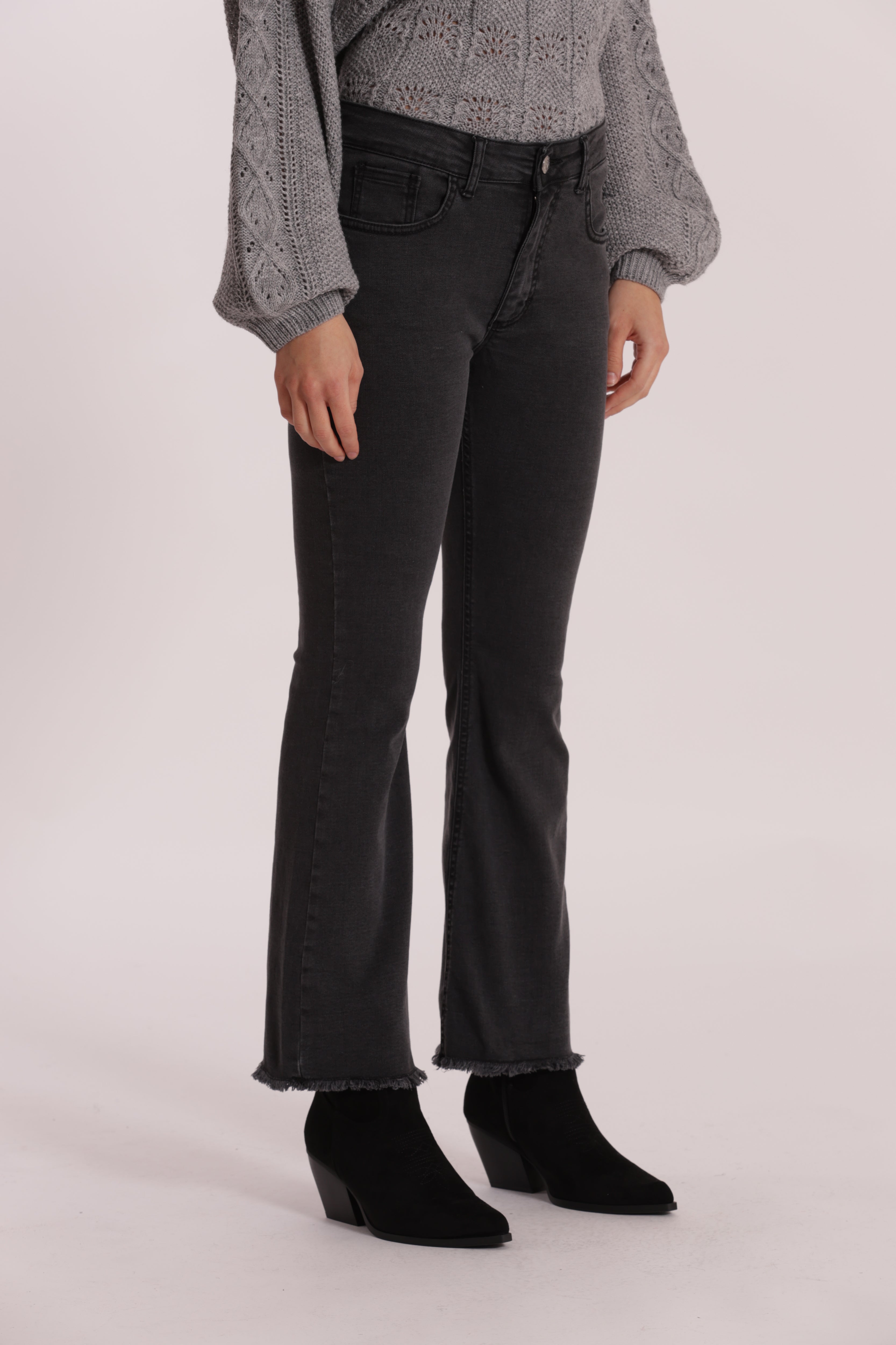 Mimi Mua Jeans Cropped Flare Blu Scuro cotone