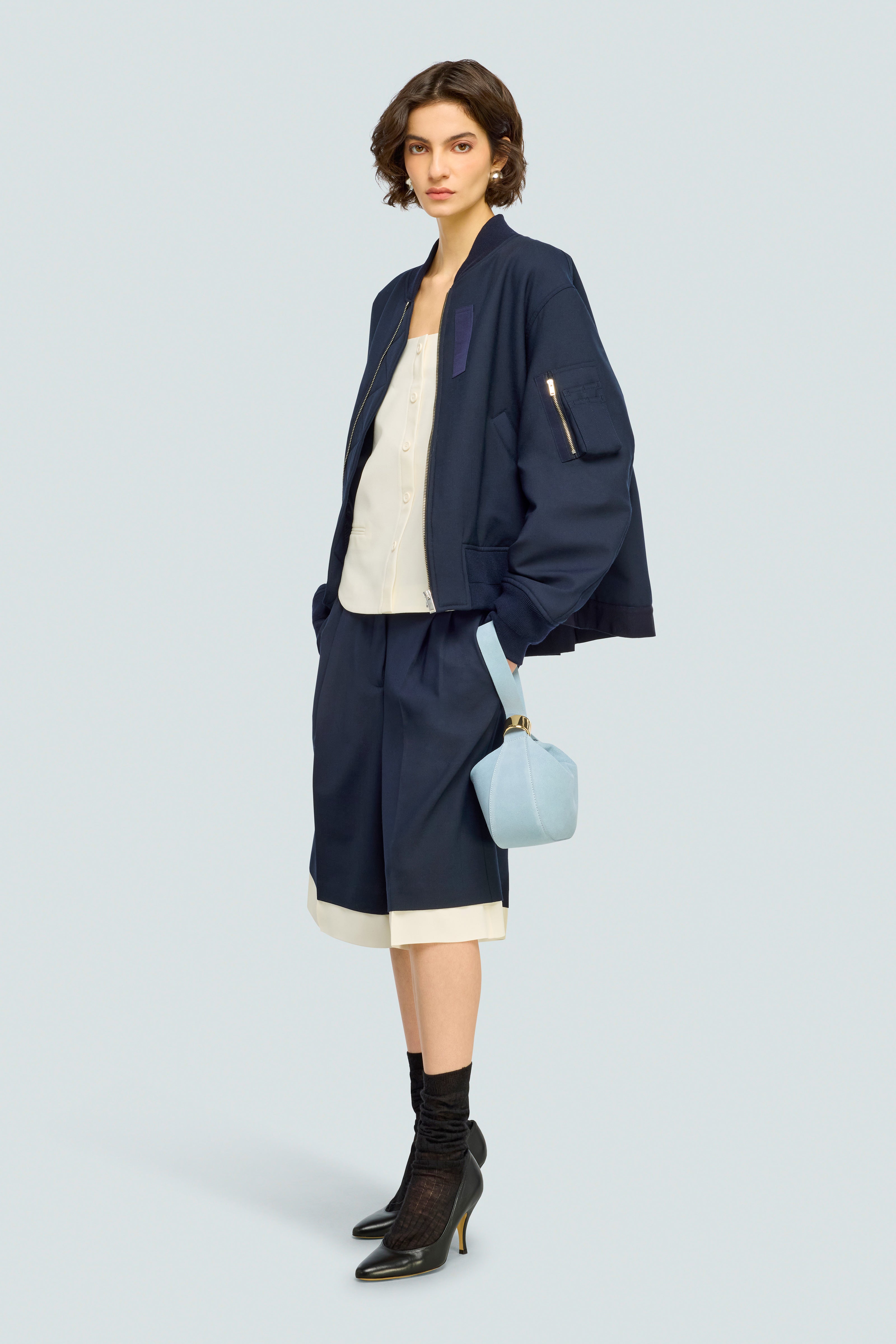 Semicouture Angelina Bermuda Fresco Lana Blue