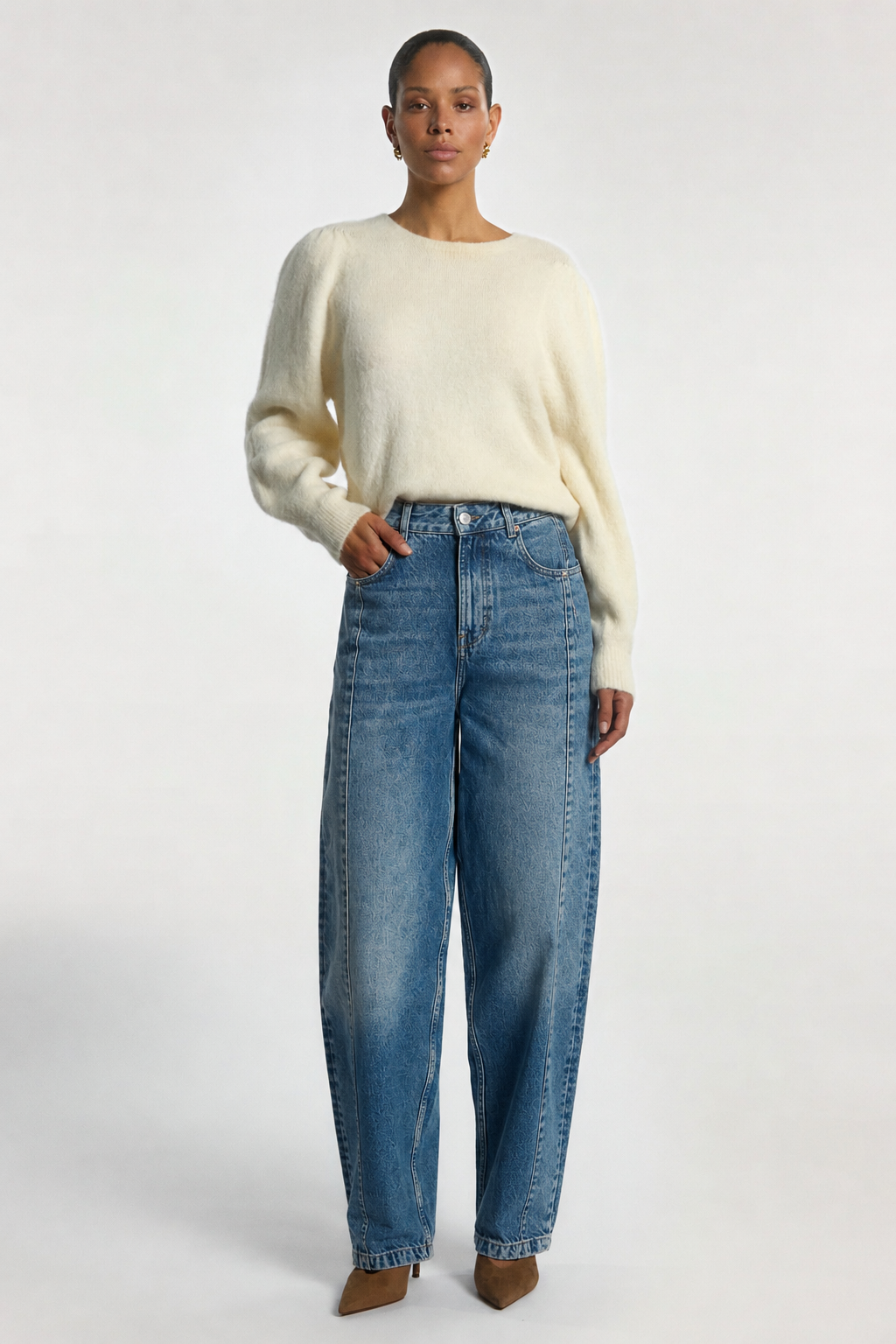 Aaiko Denize maglione crema girocollo donna