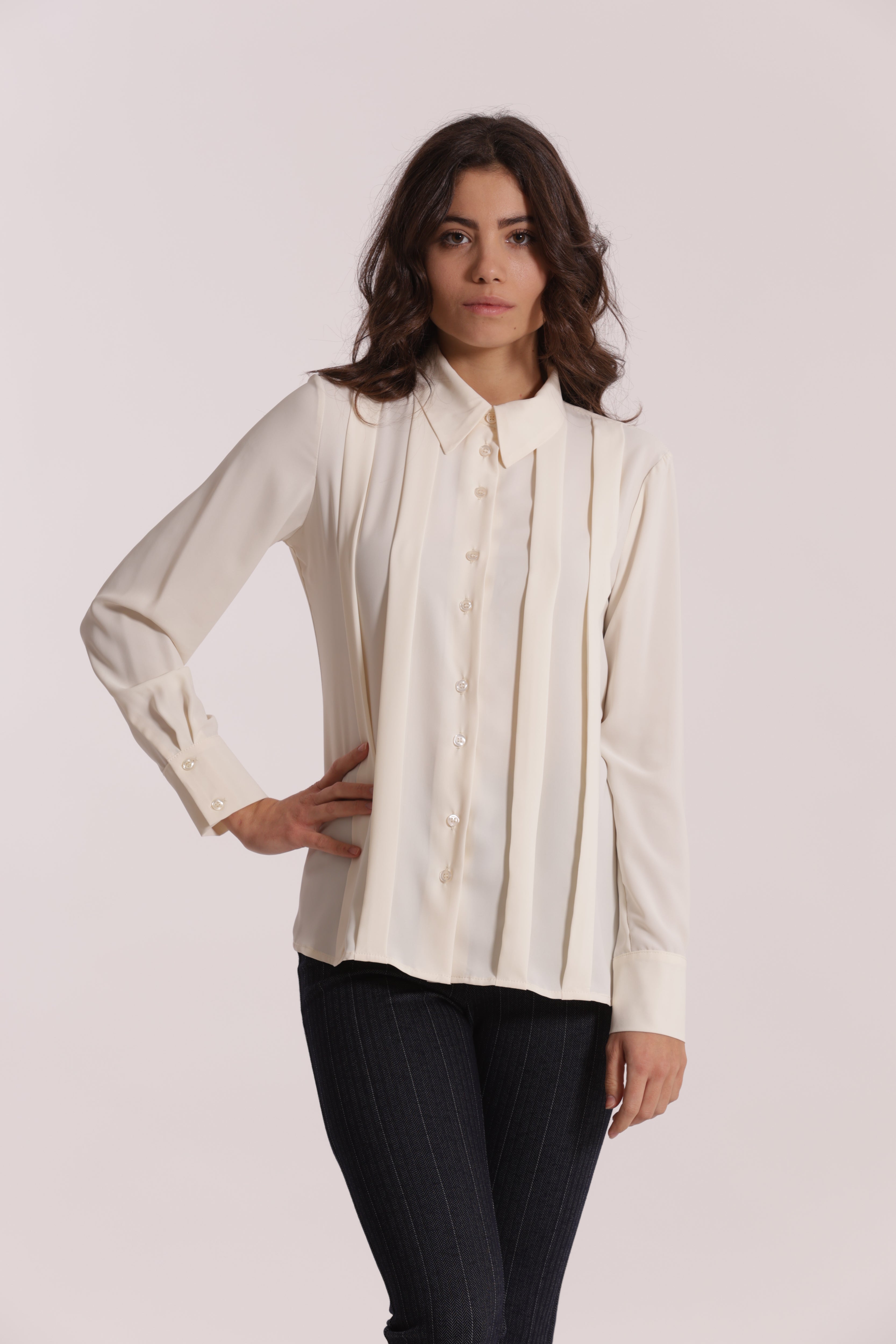Mimi Mua Camicia Solton con Pieghe camicia fluida