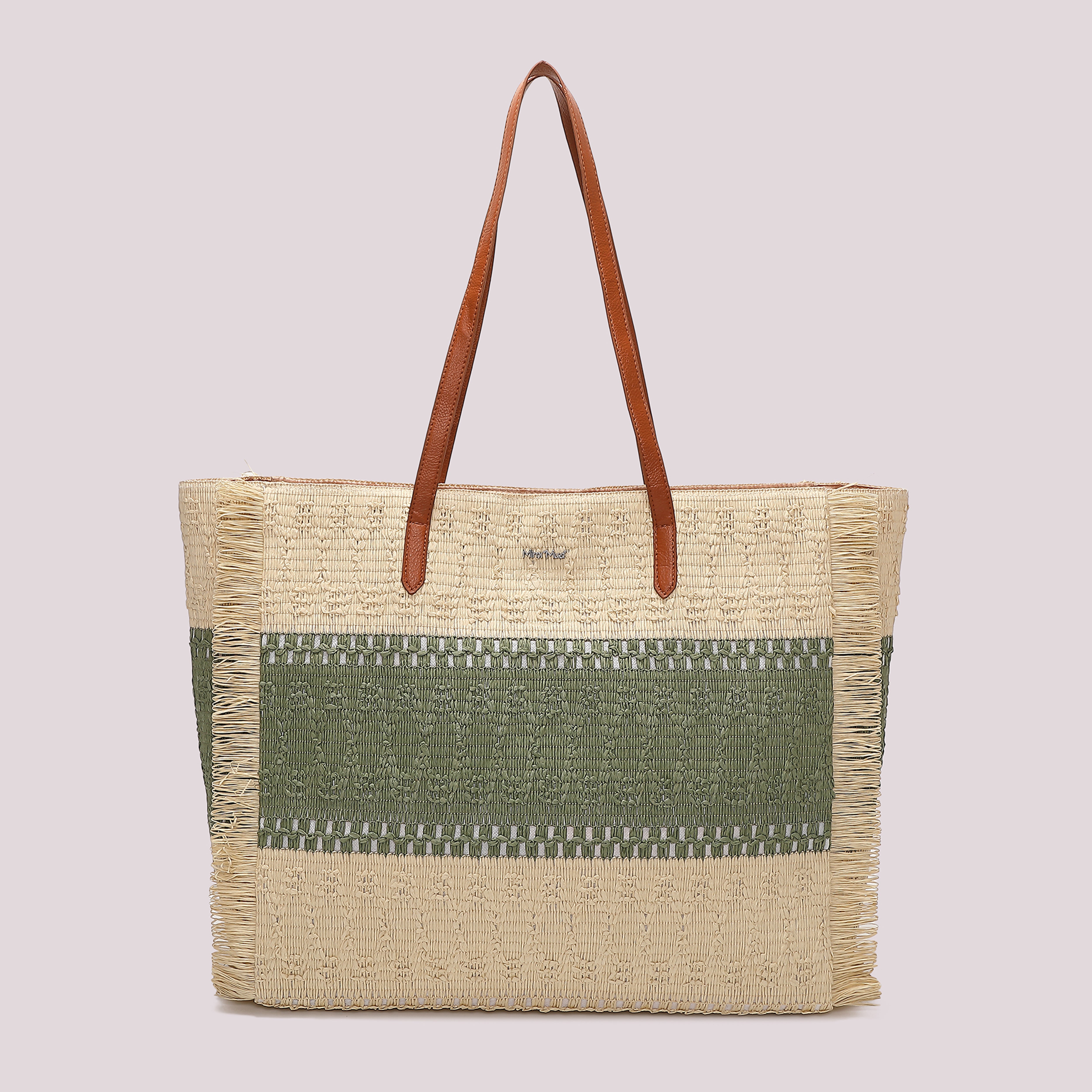 Mimi Mua Shopper borsa caffè striscia colorata