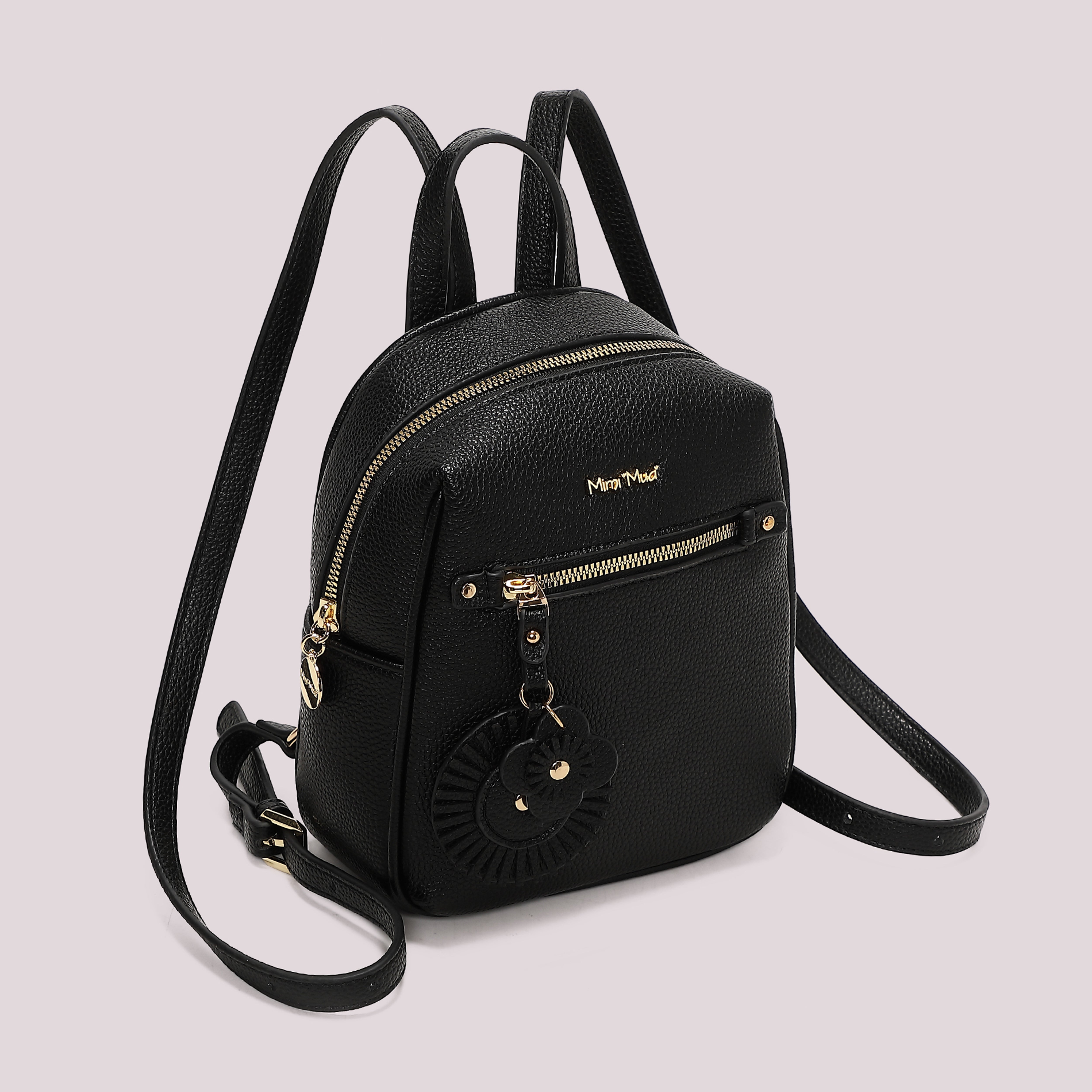 Mimi Mua zaino piccolo con charm fiore nero