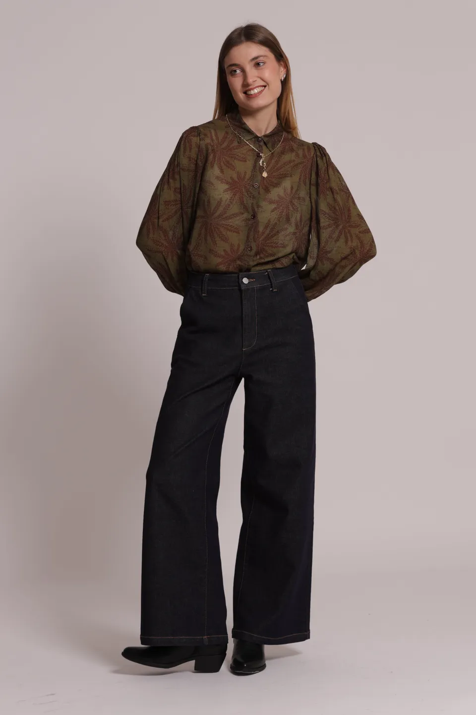 Mimi Mua Palazzo jeans nero gamba larga