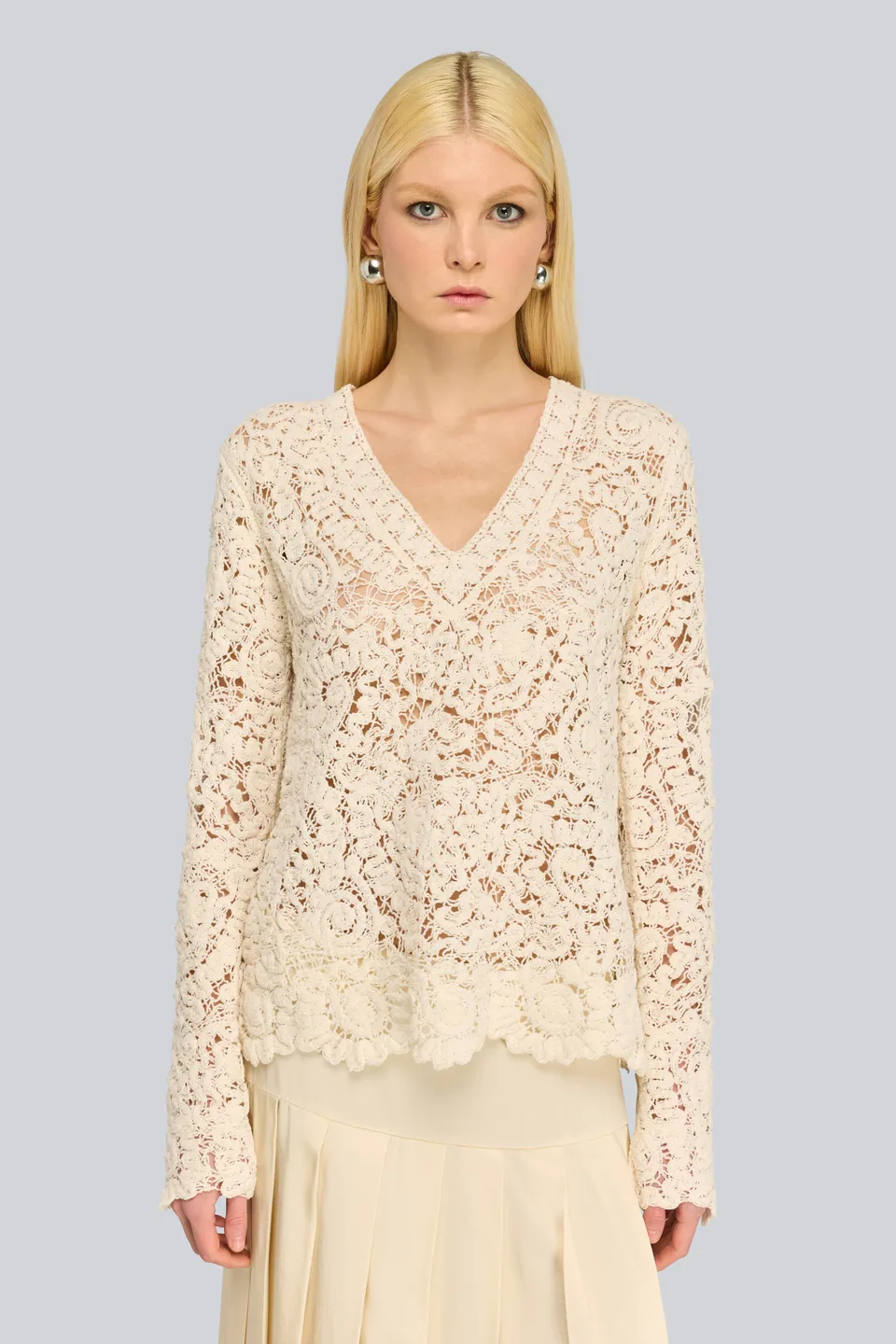 Semicouture Calanthe maglia scollo V burro cornely
